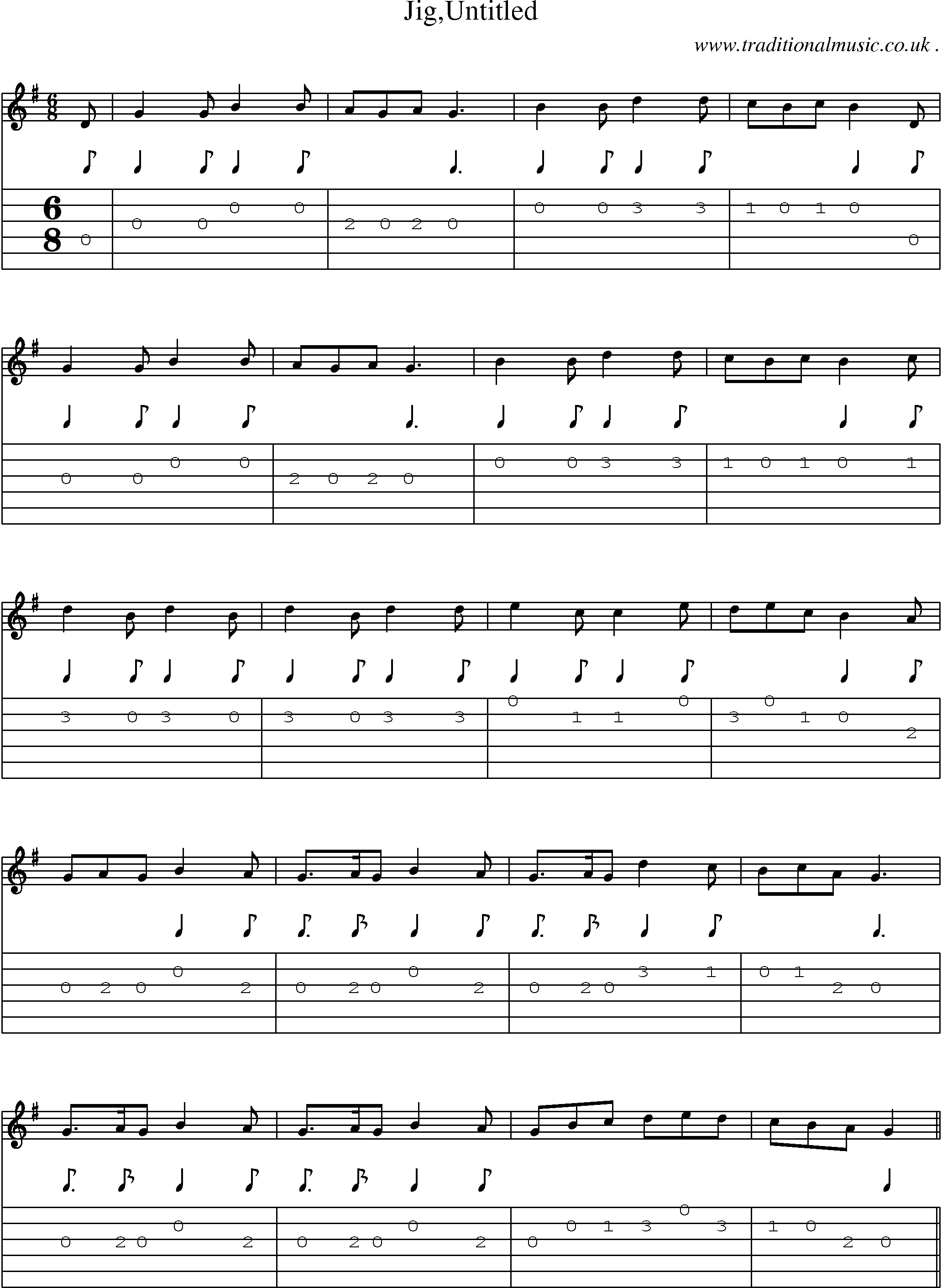 Sheet-Music and Guitar Tabs for Jiguntitled