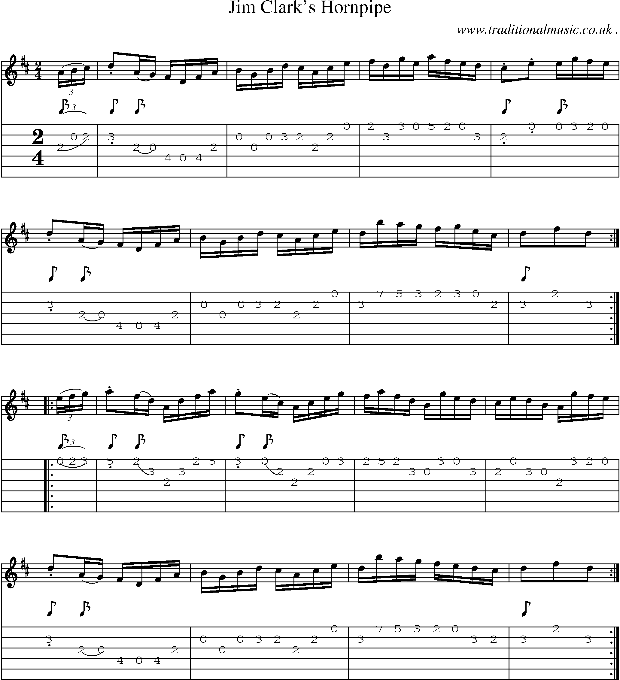 Sheet-Music and Guitar Tabs for Jim Clarks Hornpipe