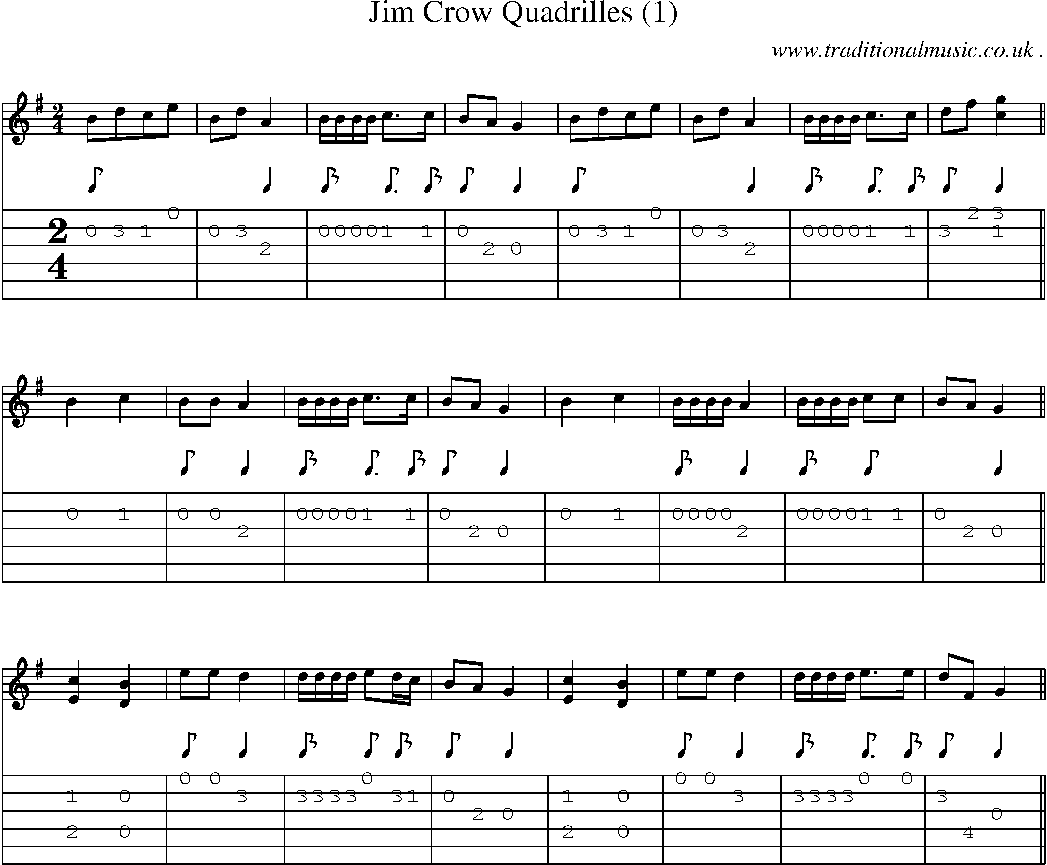 Sheet-Music and Guitar Tabs for Jim Crow Quadrilles (1)