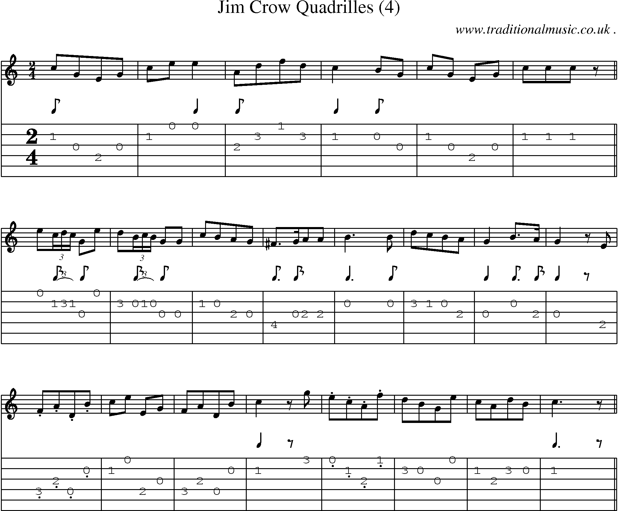 Sheet-Music and Guitar Tabs for Jim Crow Quadrilles (4)