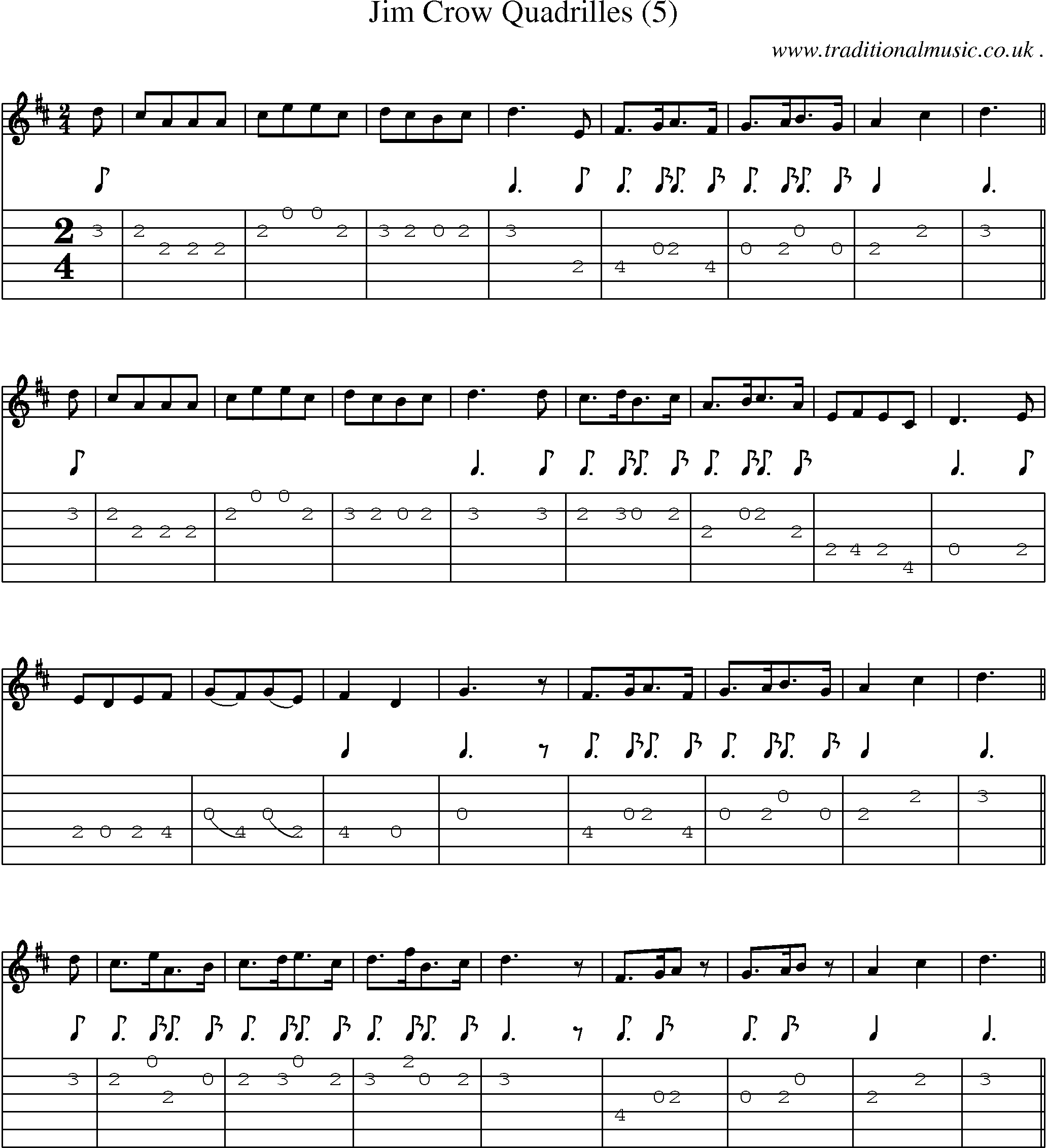 Sheet-Music and Guitar Tabs for Jim Crow Quadrilles (5)