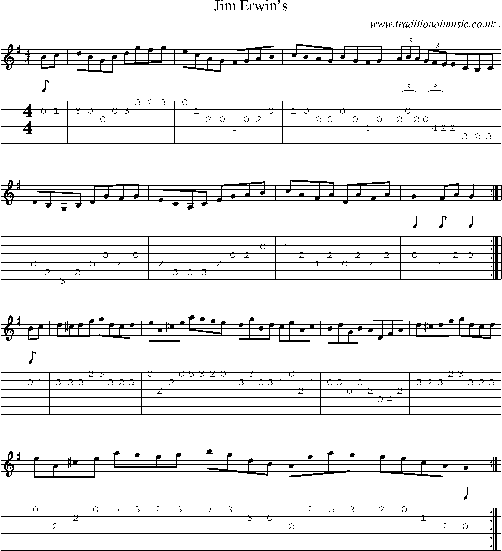 Sheet-Music and Guitar Tabs for Jim Erwins