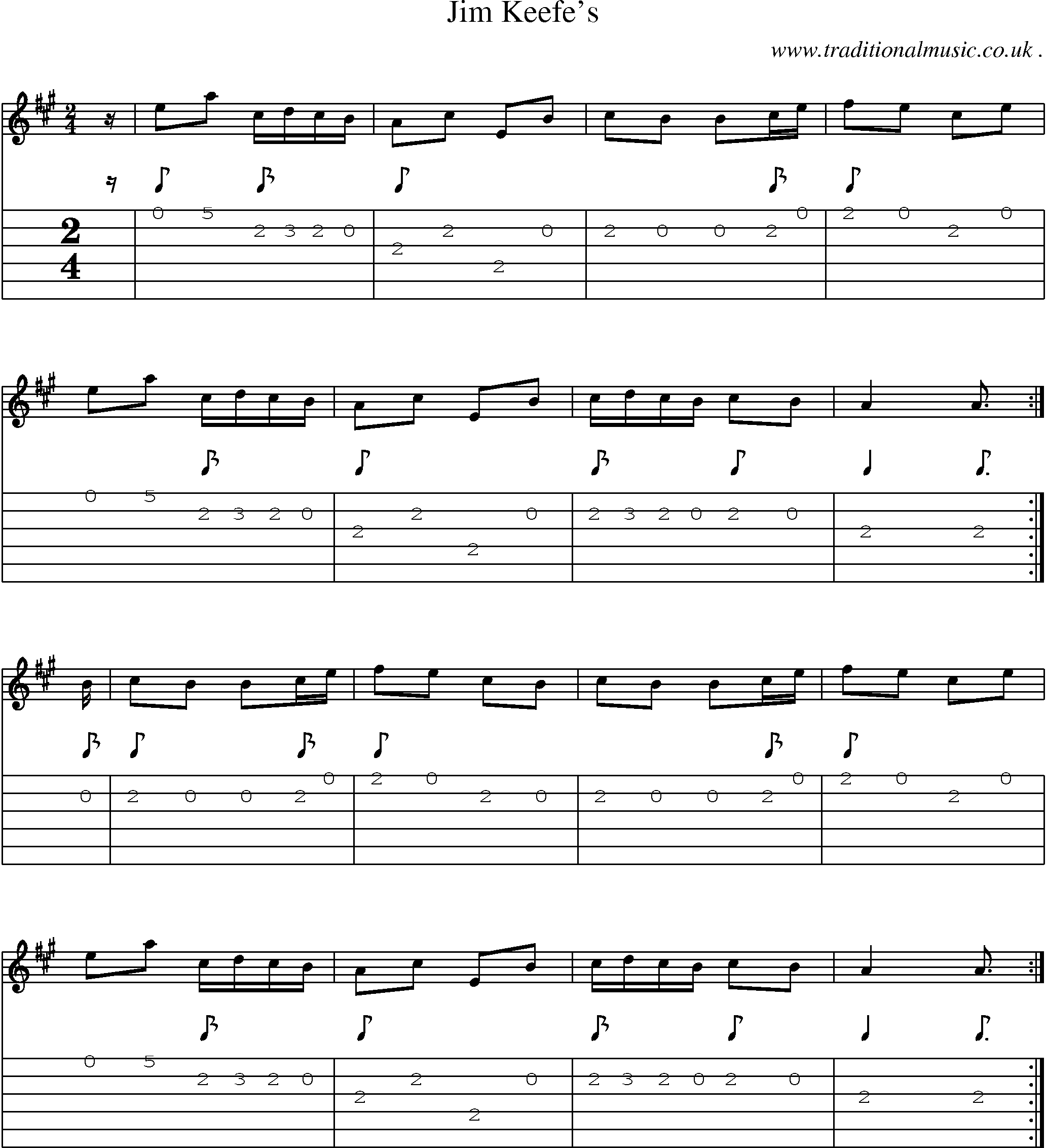 Sheet-Music and Guitar Tabs for Jim Keefes