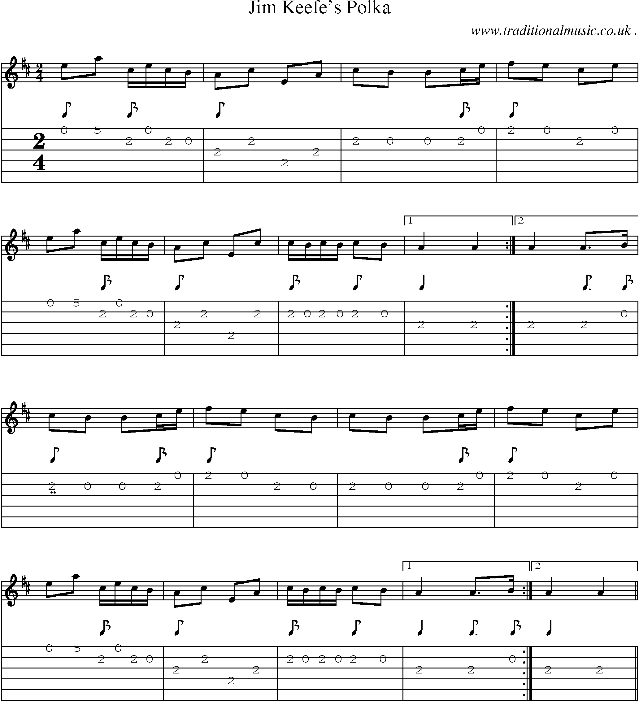 Sheet-Music and Guitar Tabs for Jim Keefes Polka