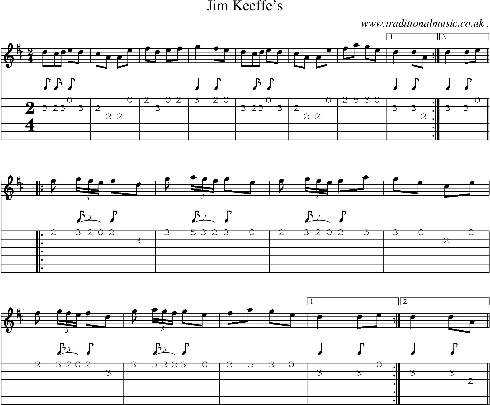 Sheet-Music and Guitar Tabs for Jim Keeffes