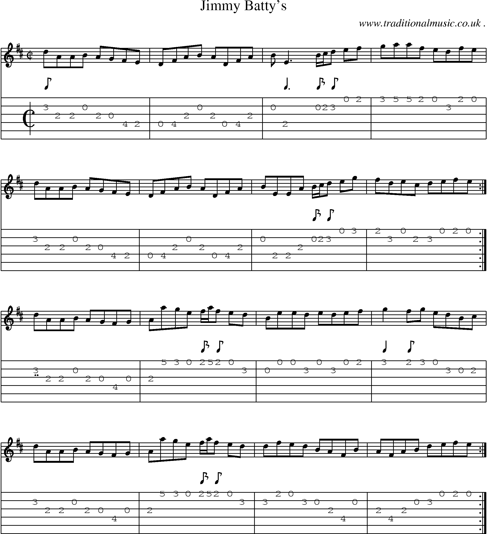 Sheet-Music and Guitar Tabs for Jimmy Battys