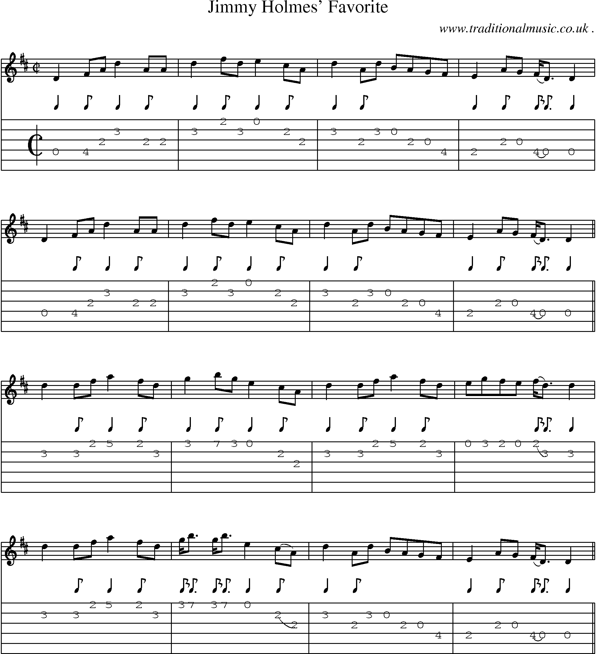 Sheet-Music and Guitar Tabs for Jimmy Holmes Favorite