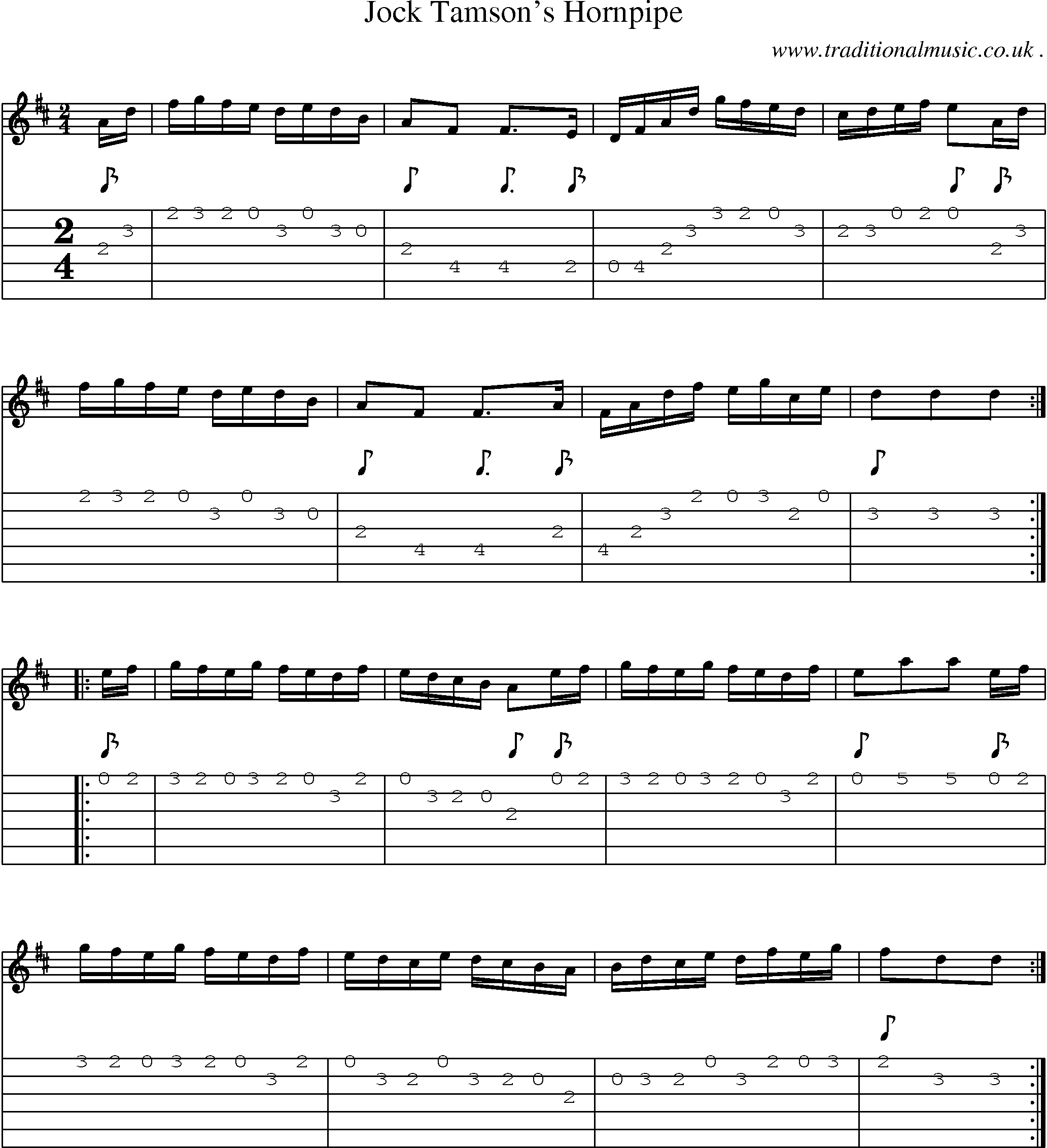 Sheet-Music and Guitar Tabs for Jock Tamsons Hornpipe