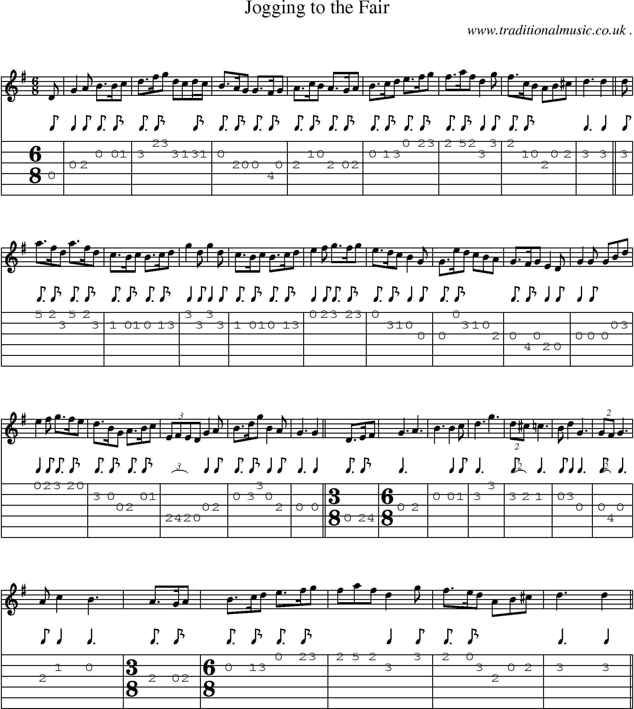 Sheet-Music and Guitar Tabs for Jogging To The Fair