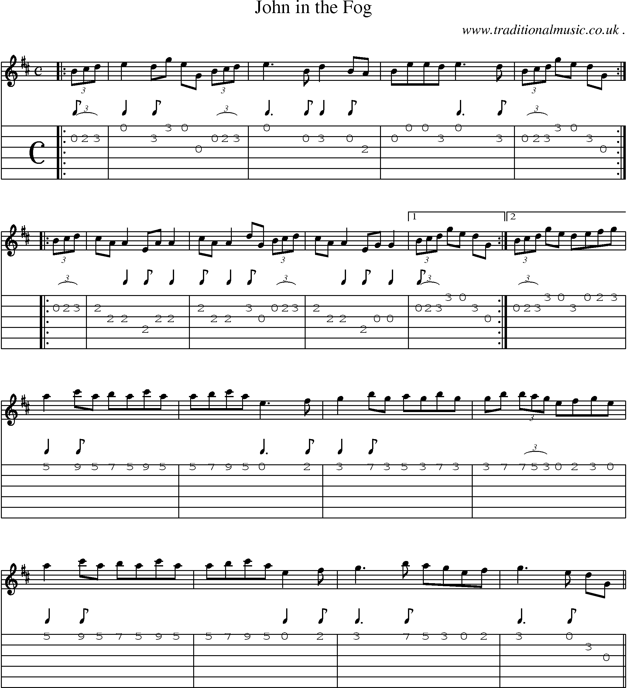 Sheet-Music and Guitar Tabs for John In The Fog