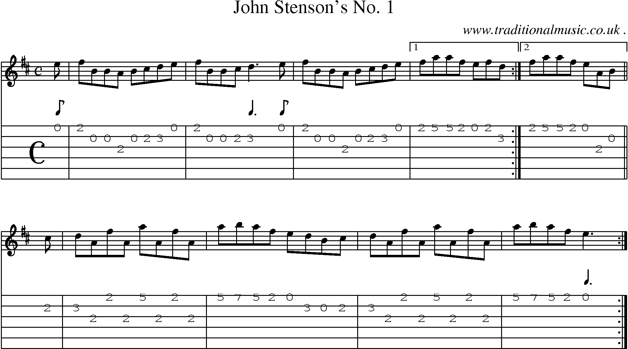 Sheet-Music and Guitar Tabs for John Stensons No 1