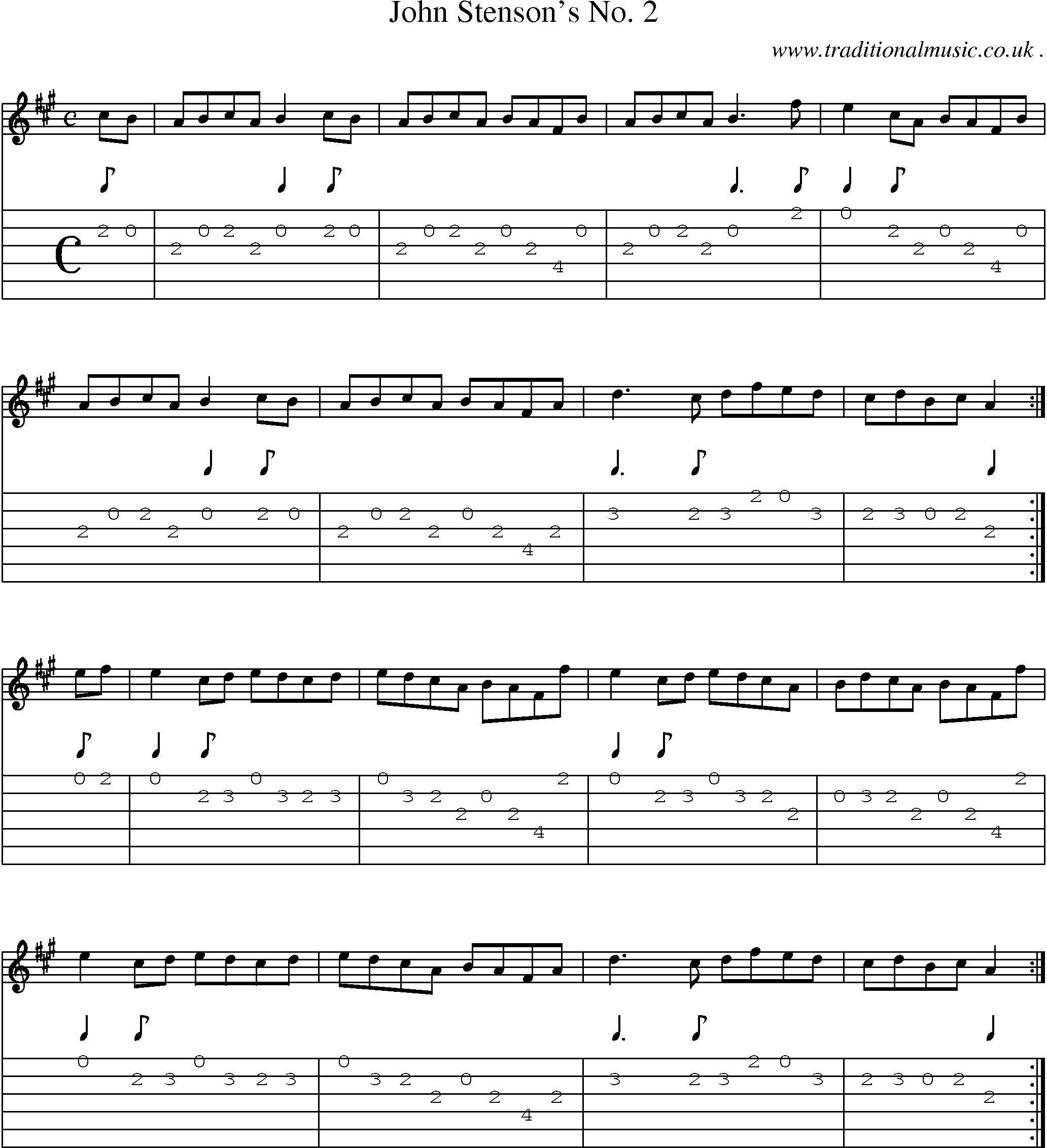 Sheet-Music and Guitar Tabs for John Stensons No 2