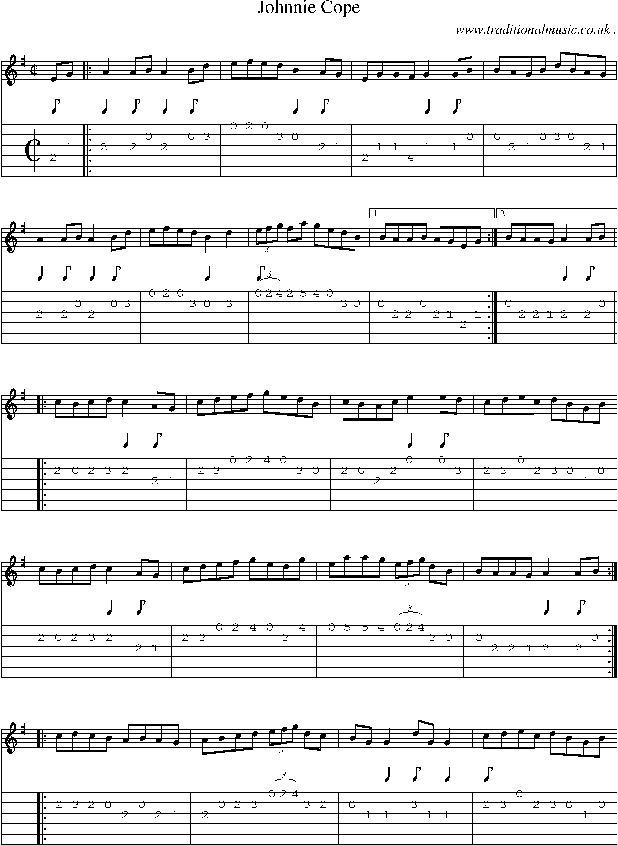 Sheet-Music and Guitar Tabs for Johnnie Cope