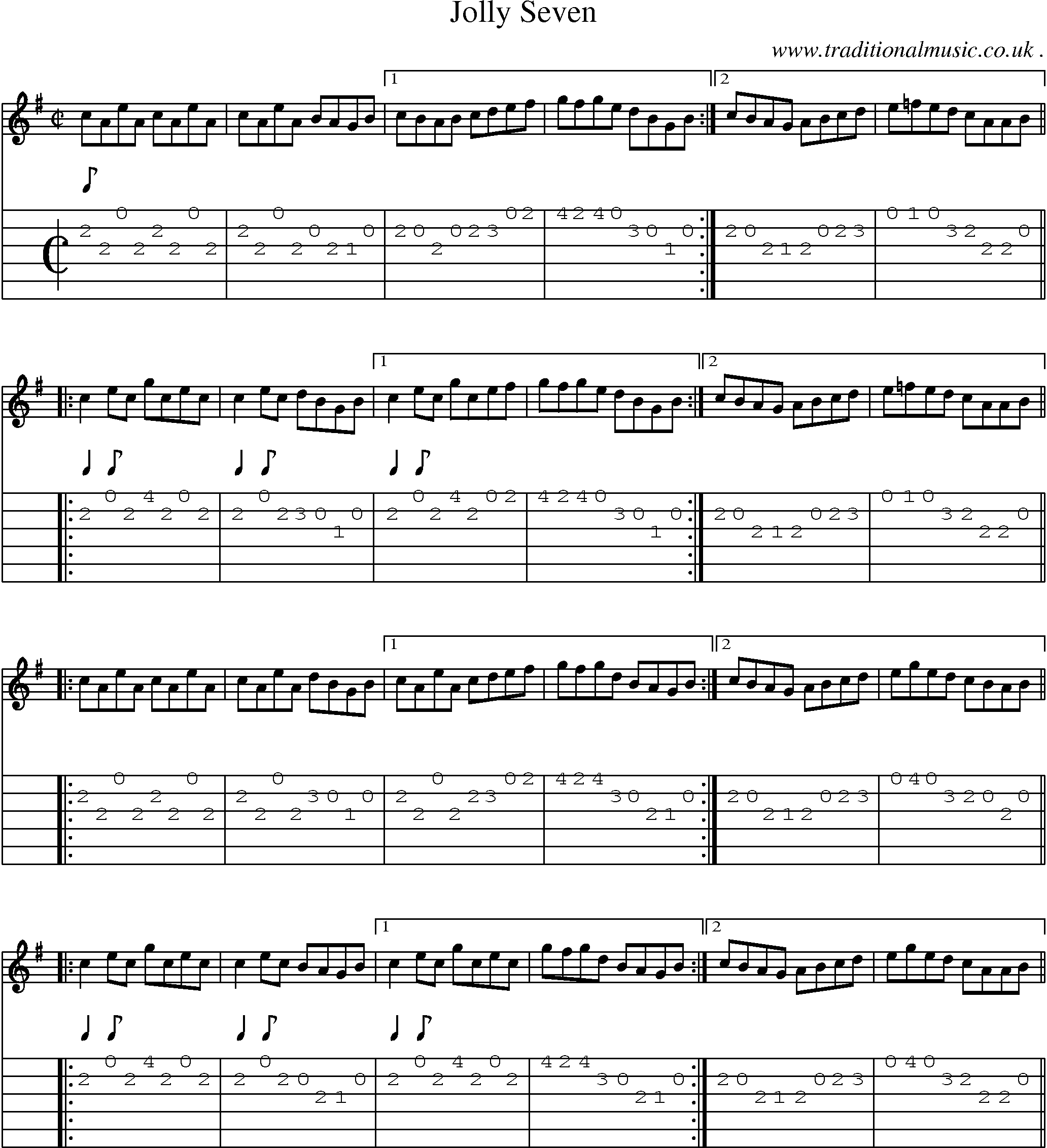 Sheet-Music and Guitar Tabs for Jolly Seven