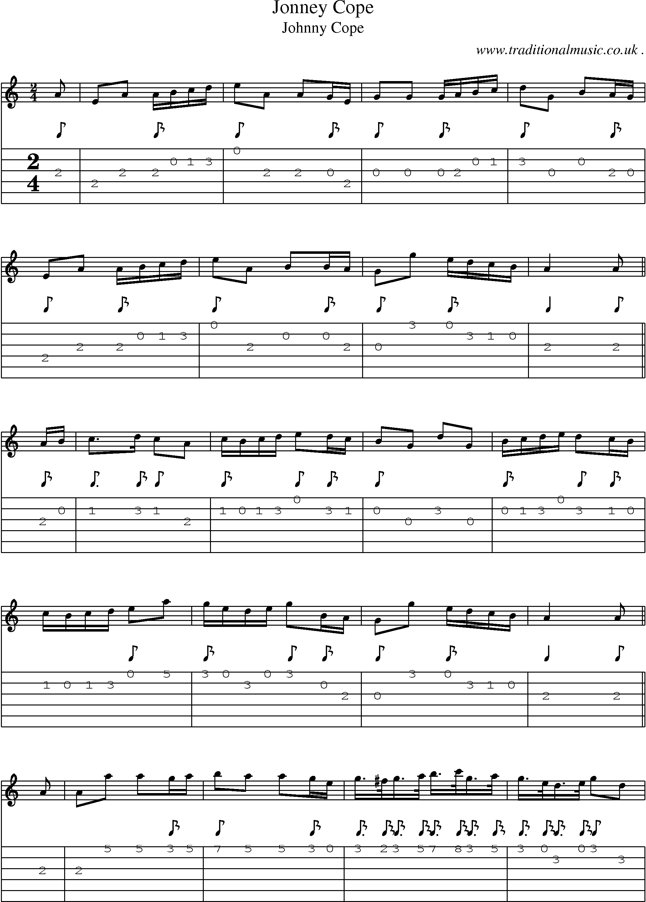 Sheet-Music and Guitar Tabs for Jonney Cope