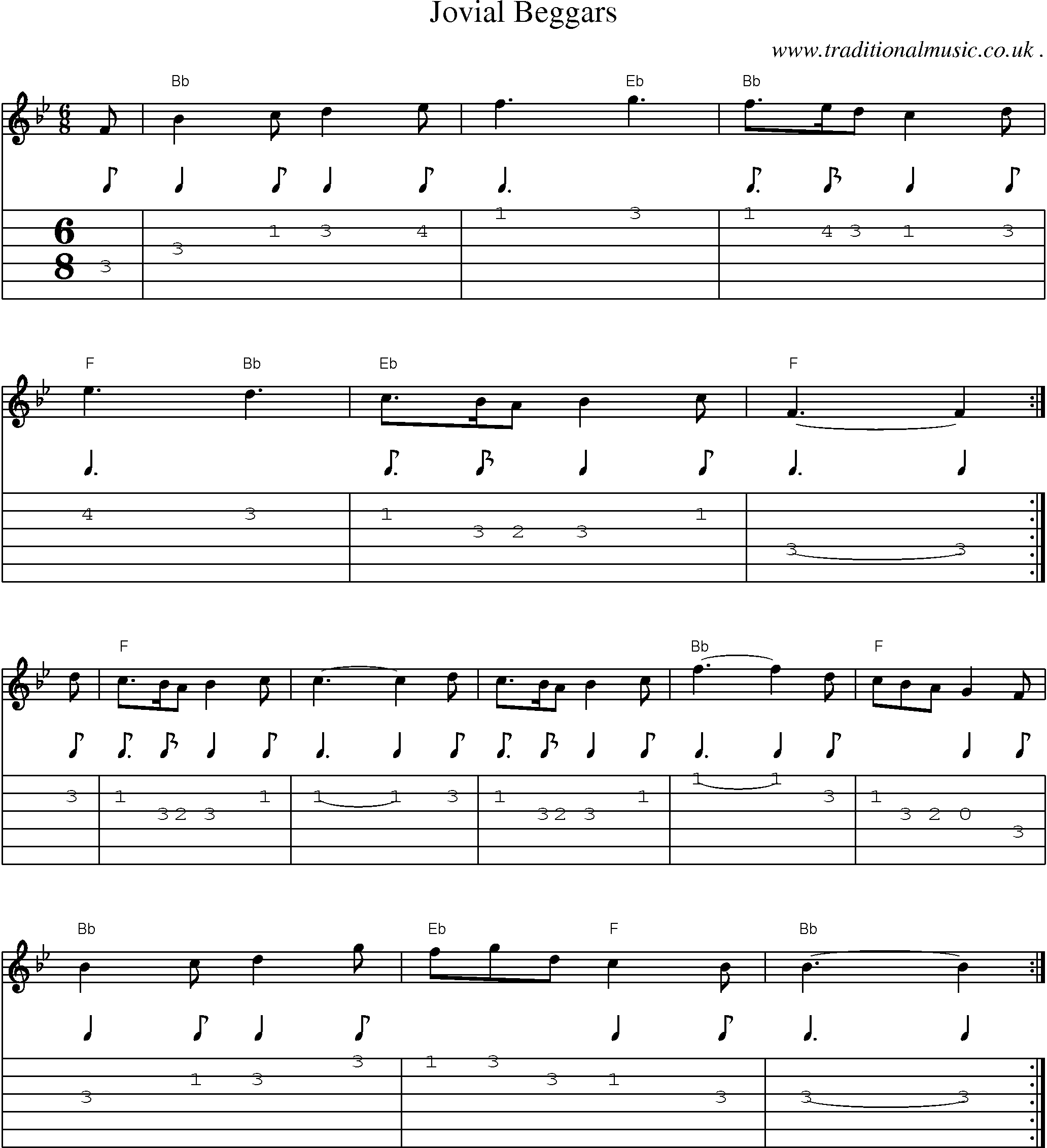 Sheet-Music and Guitar Tabs for Jovial Beggars