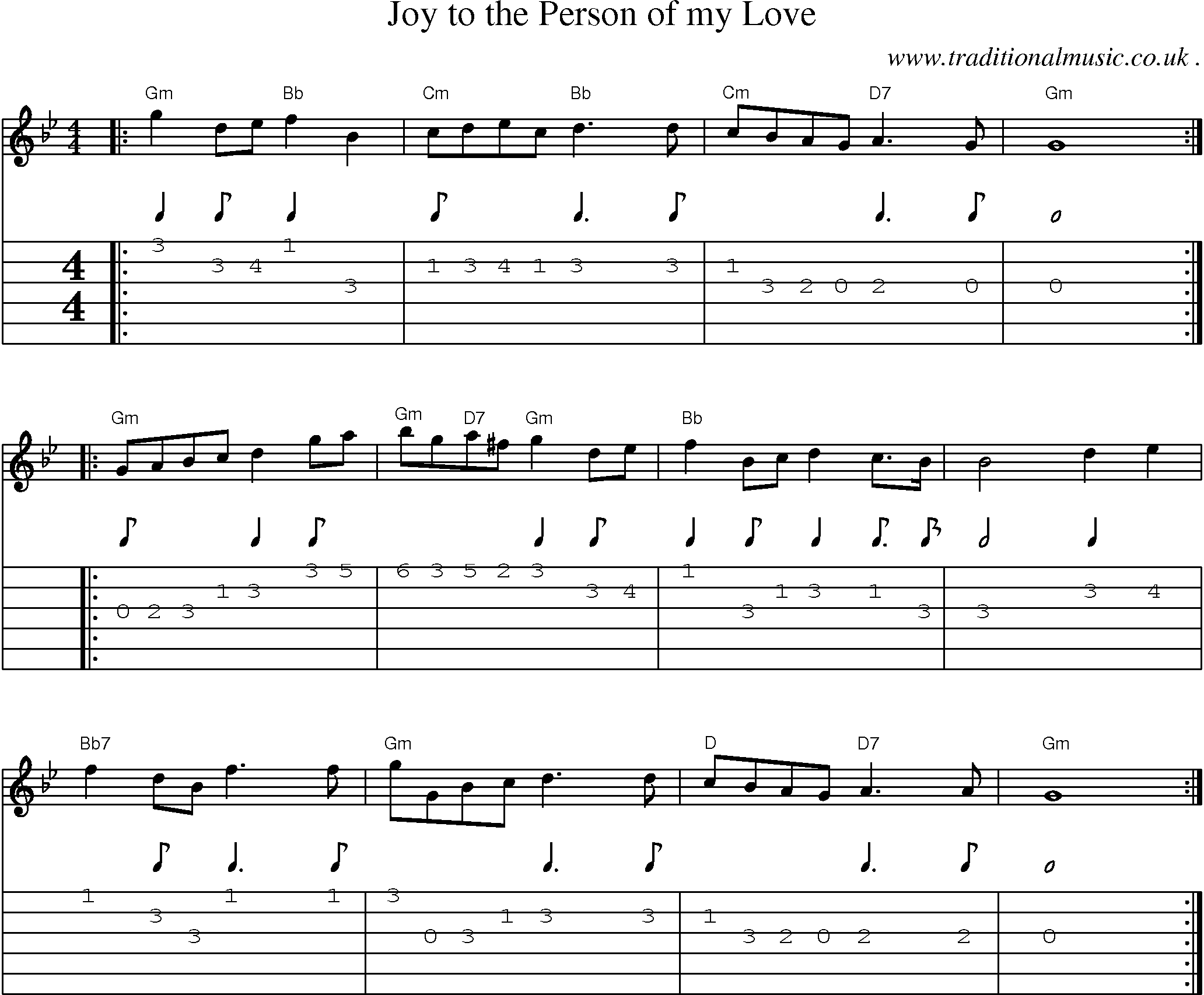 Sheet-Music and Guitar Tabs for Joy To The Person Of My Love