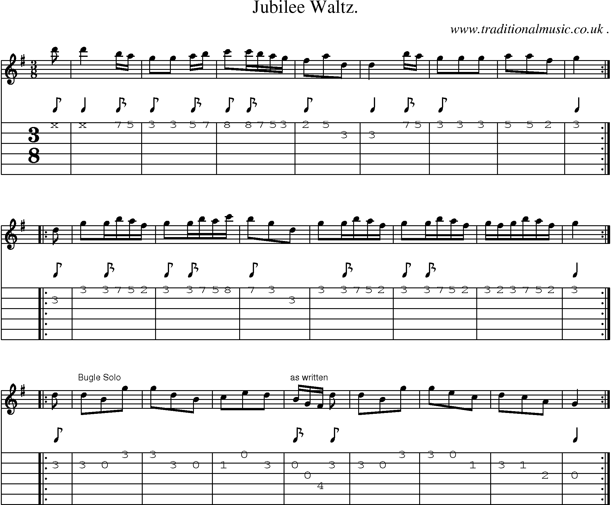 Sheet-Music and Guitar Tabs for Jubilee Waltz