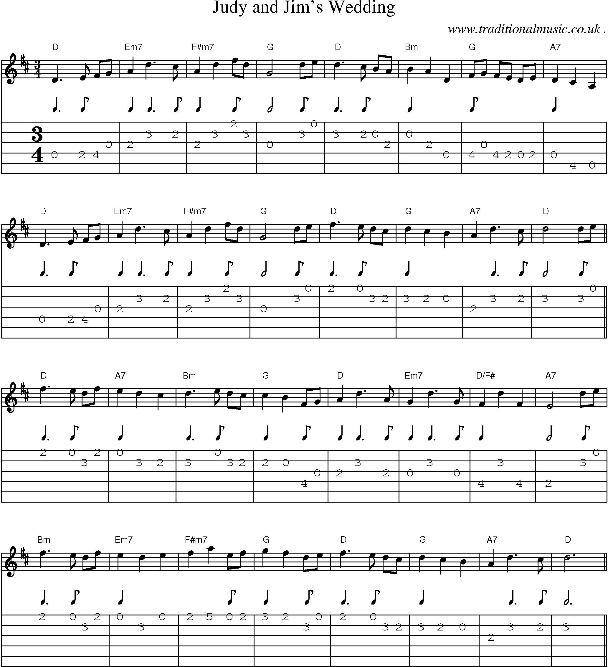 Sheet-Music and Guitar Tabs for Judy And Jims Wedding