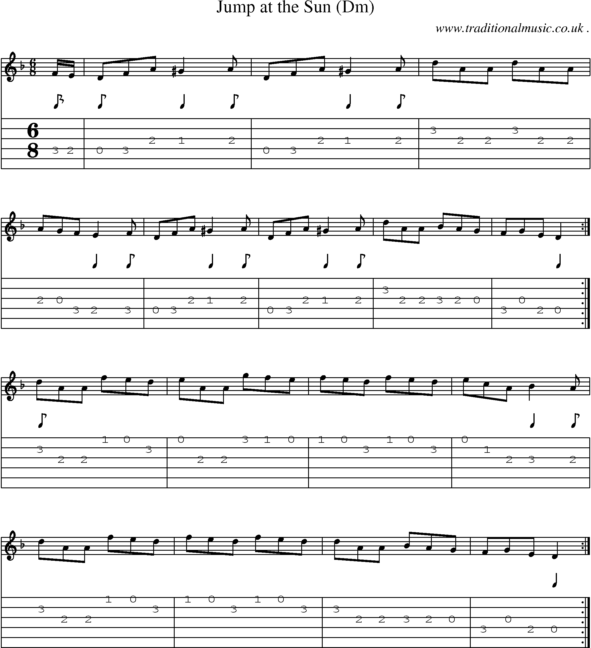 Sheet-Music and Guitar Tabs for Jump At The Sun (dm)