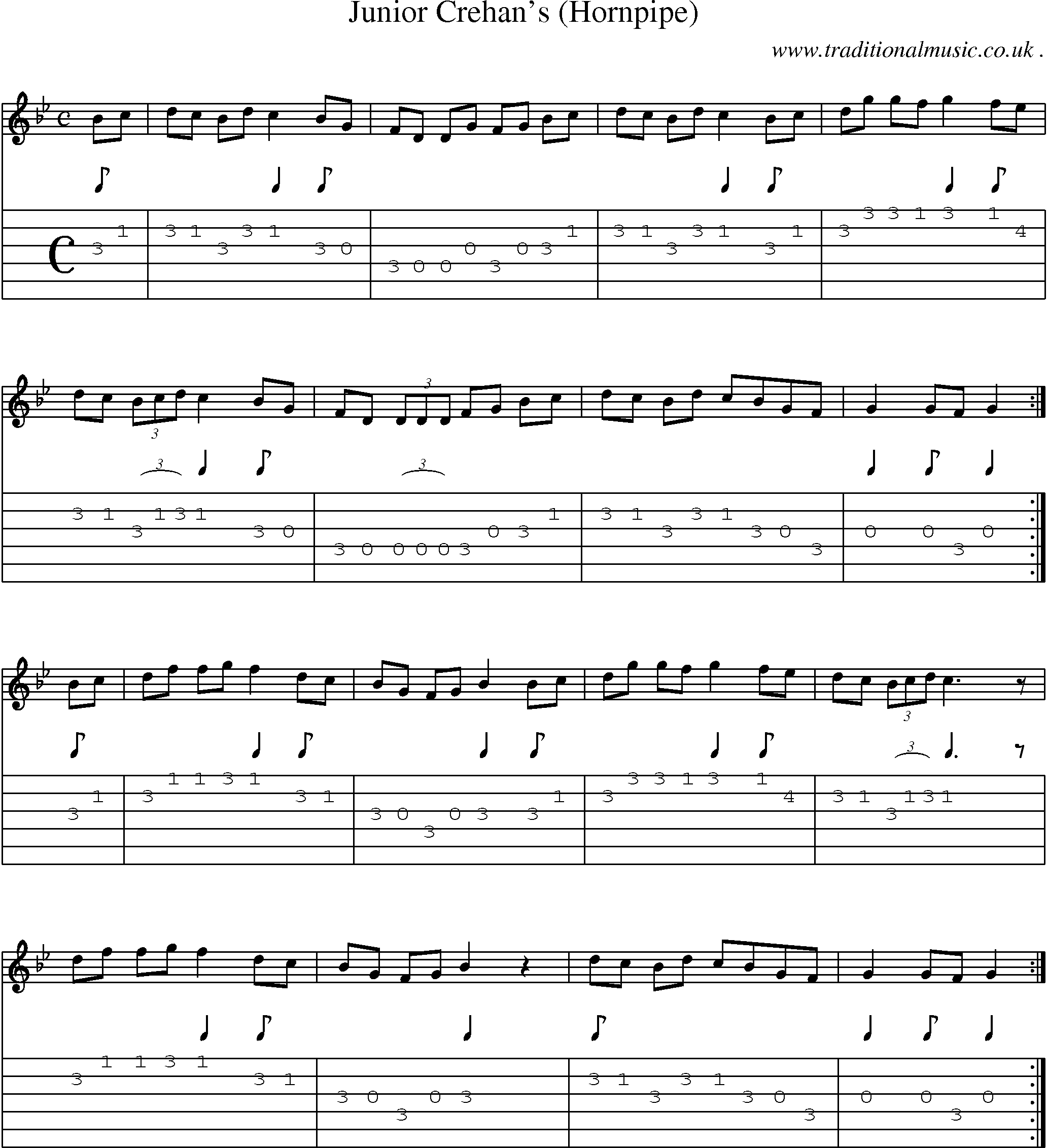Sheet-Music and Guitar Tabs for Junior Crehans (hornpipe)