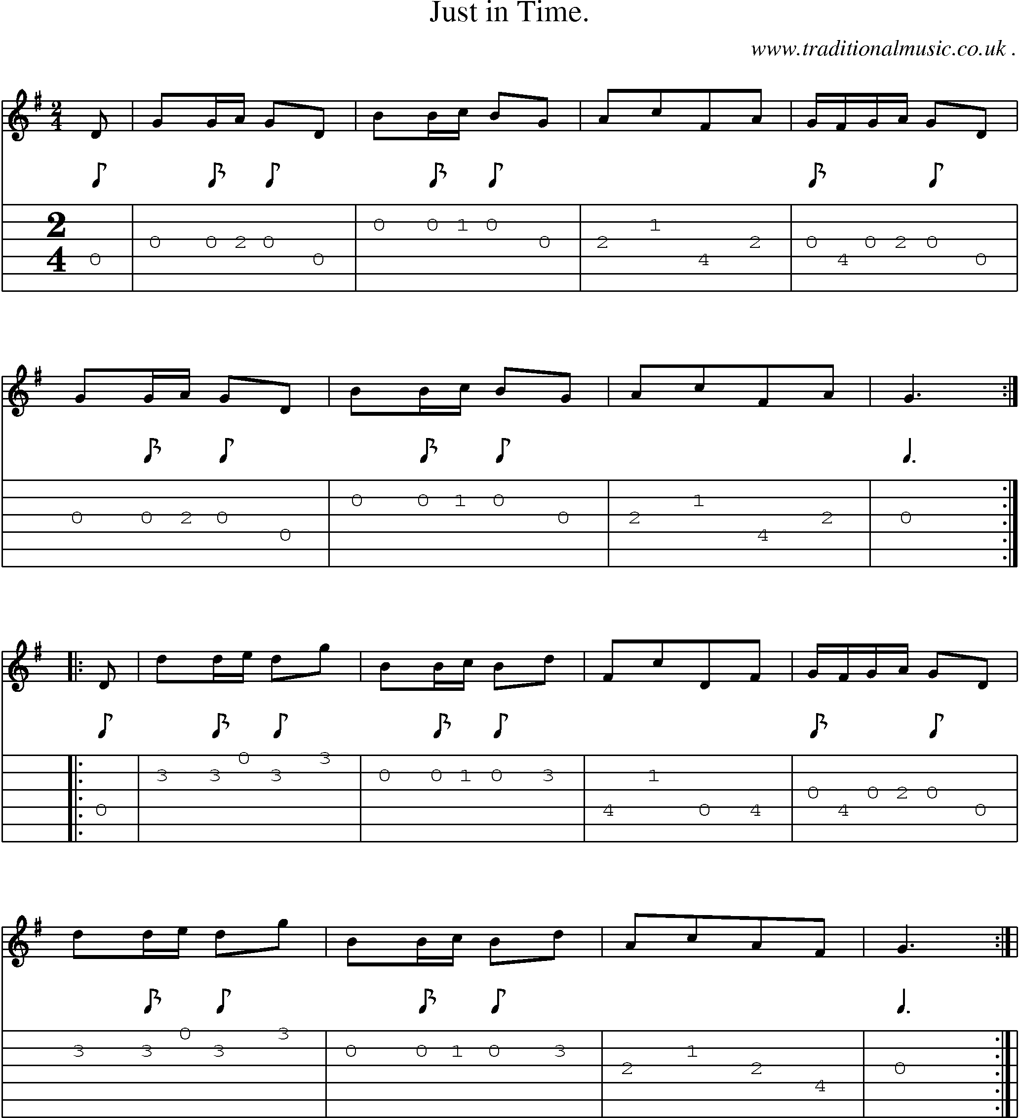 Sheet-Music and Guitar Tabs for Just In Time