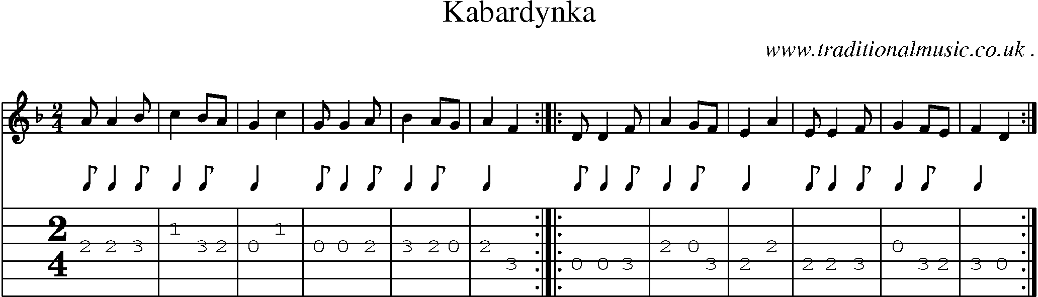 Sheet-Music and Guitar Tabs for Kabardynka