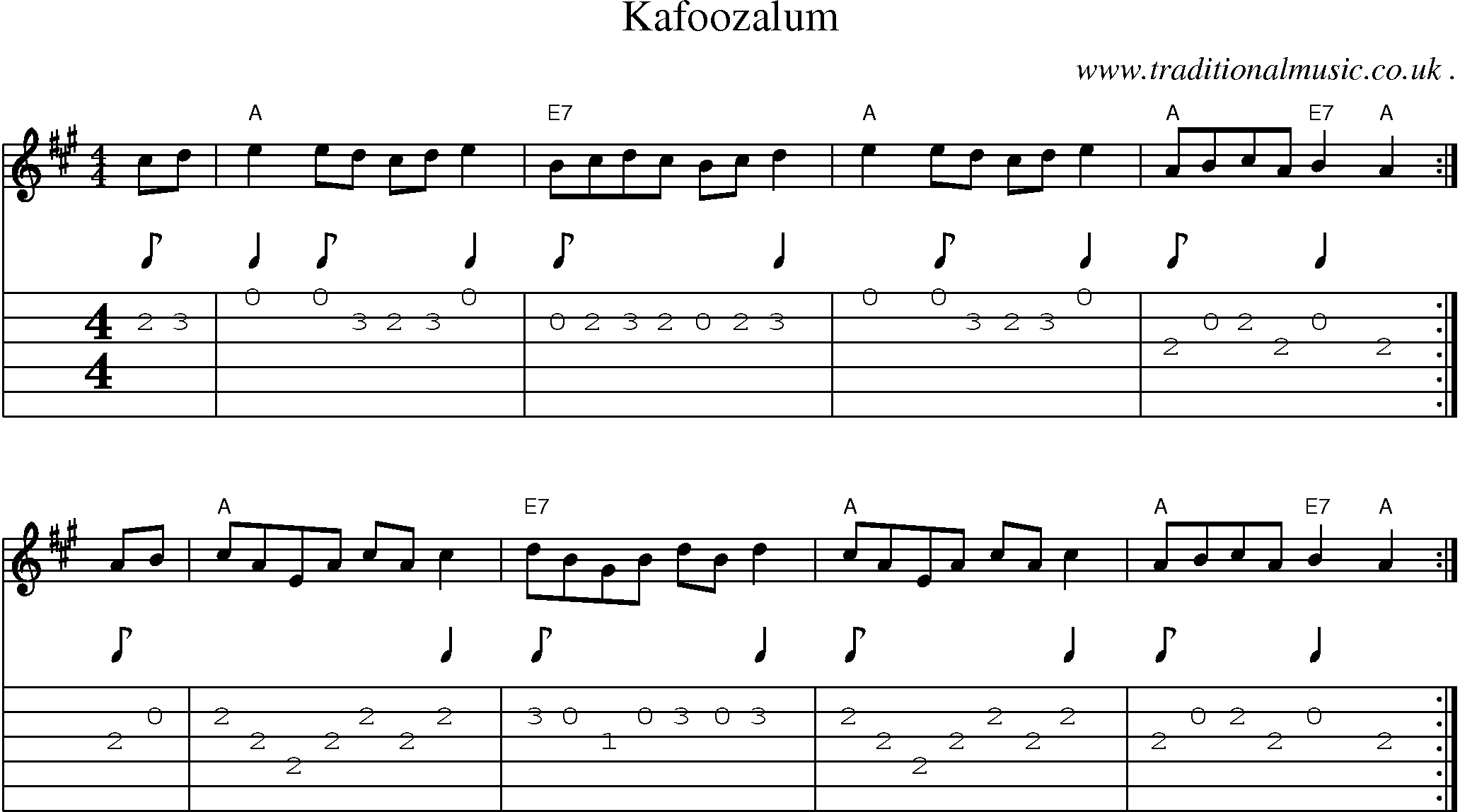 Sheet-Music and Guitar Tabs for Kafoozalum