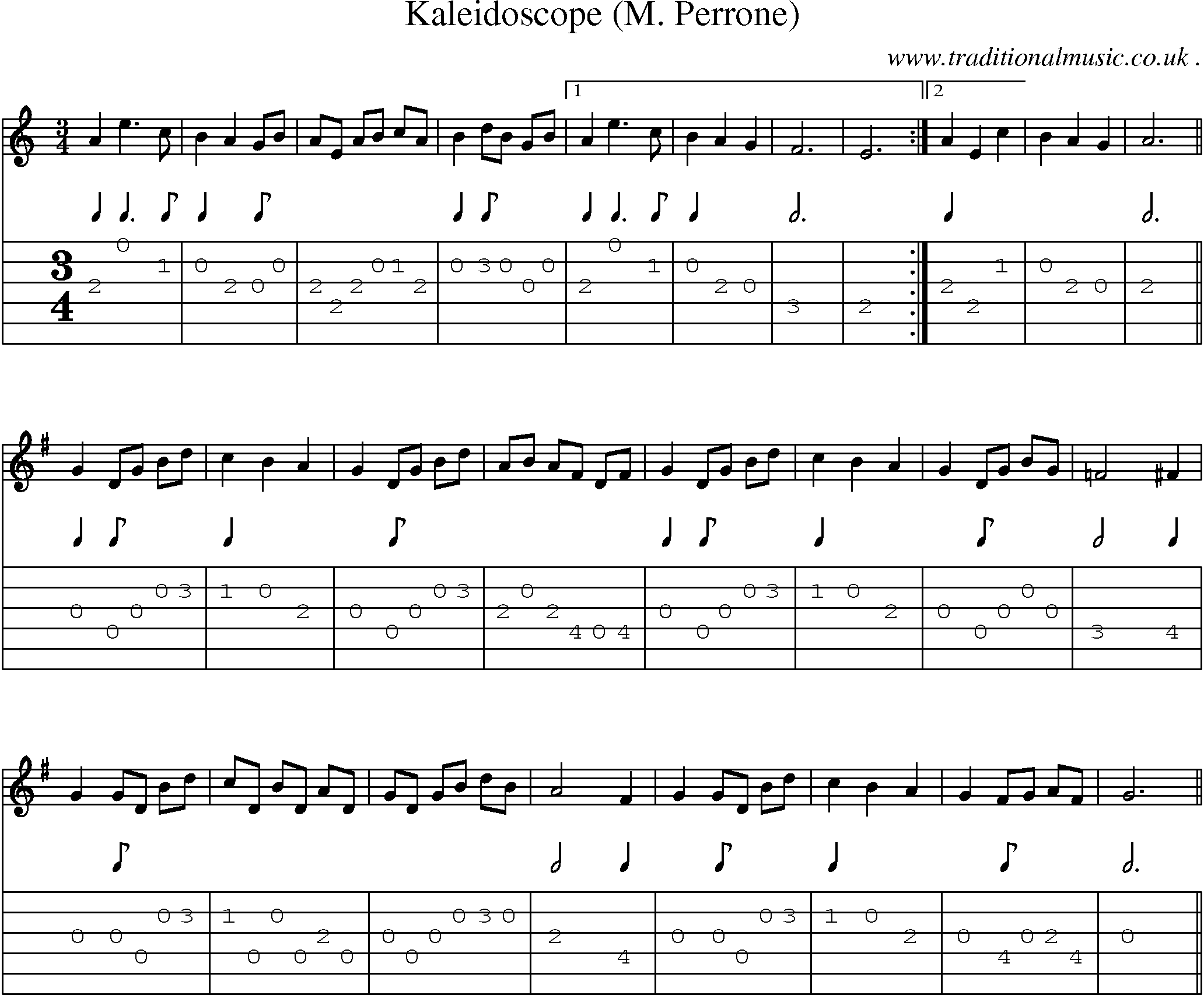 Sheet-Music and Guitar Tabs for Kaleidoscope (m Perrone)