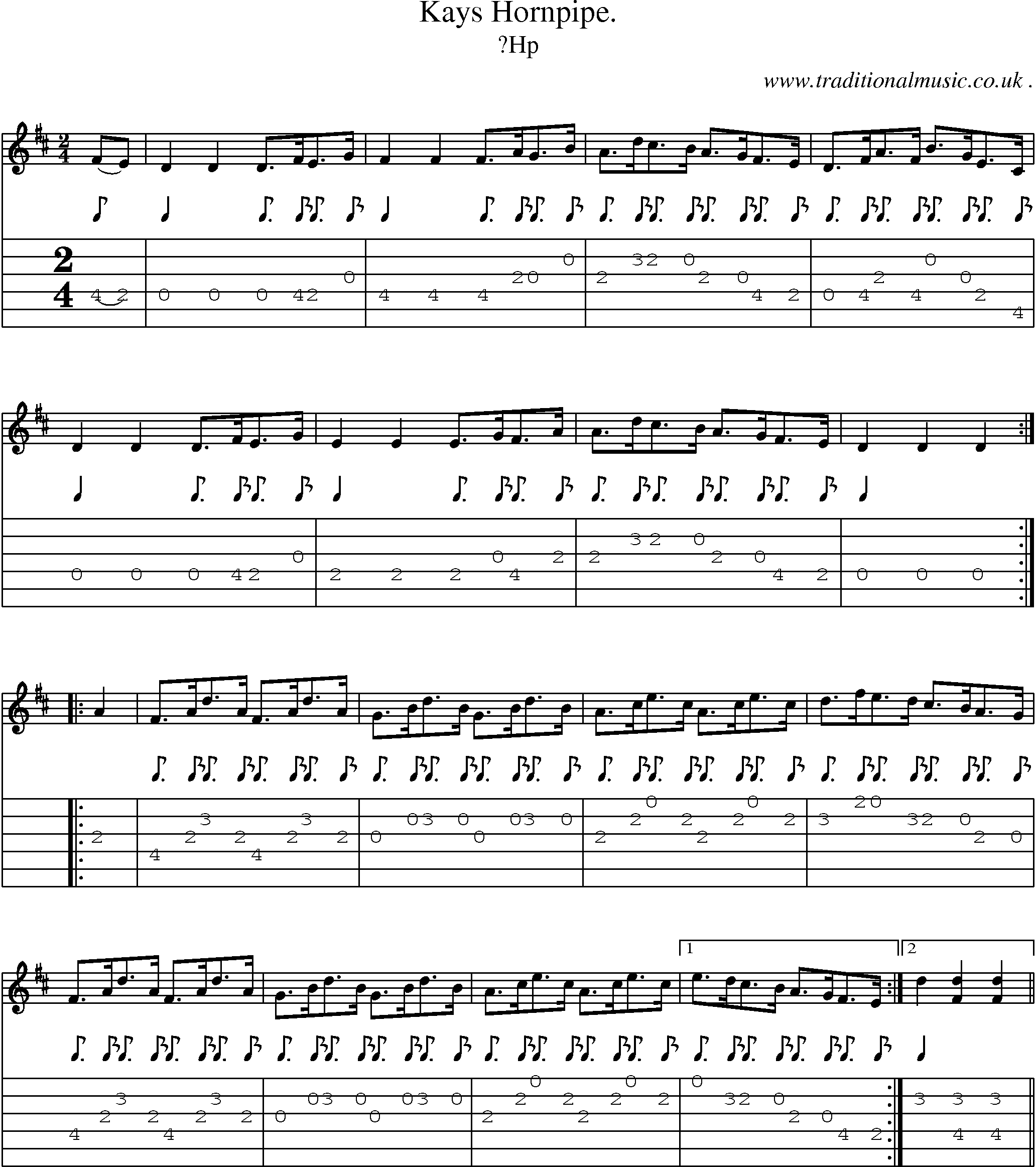 Sheet-Music and Guitar Tabs for Kays Hornpipe