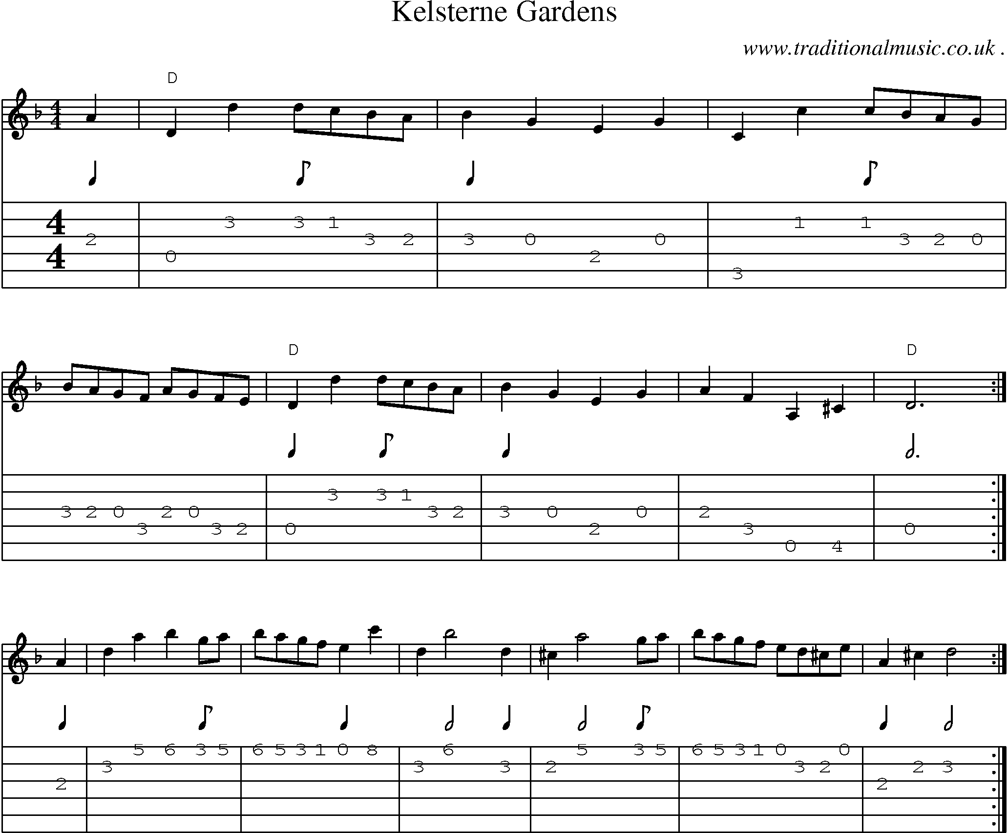 Sheet-Music and Guitar Tabs for Kelsterne Gardens