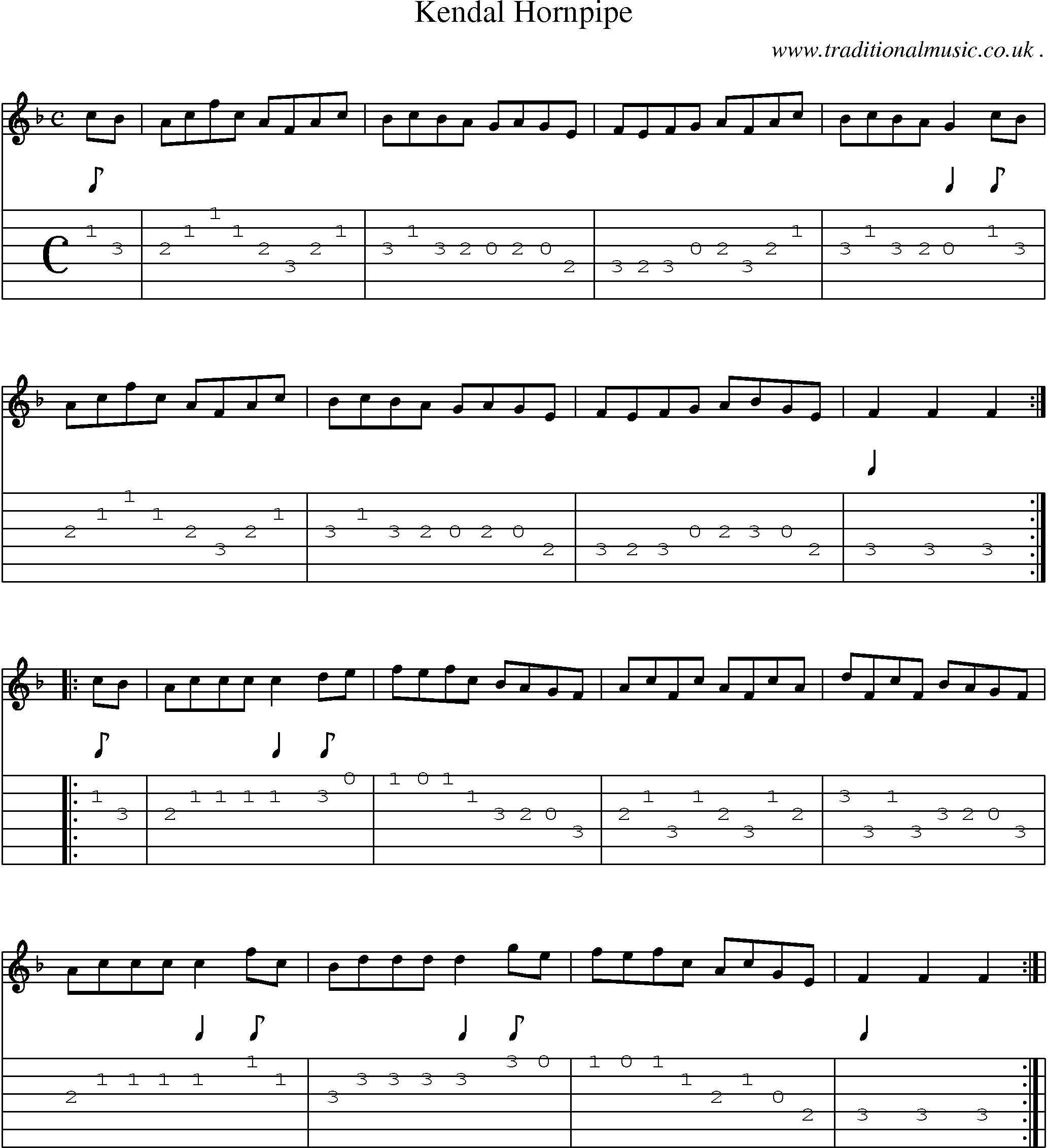 Sheet-Music and Guitar Tabs for Kendal Hornpipe
