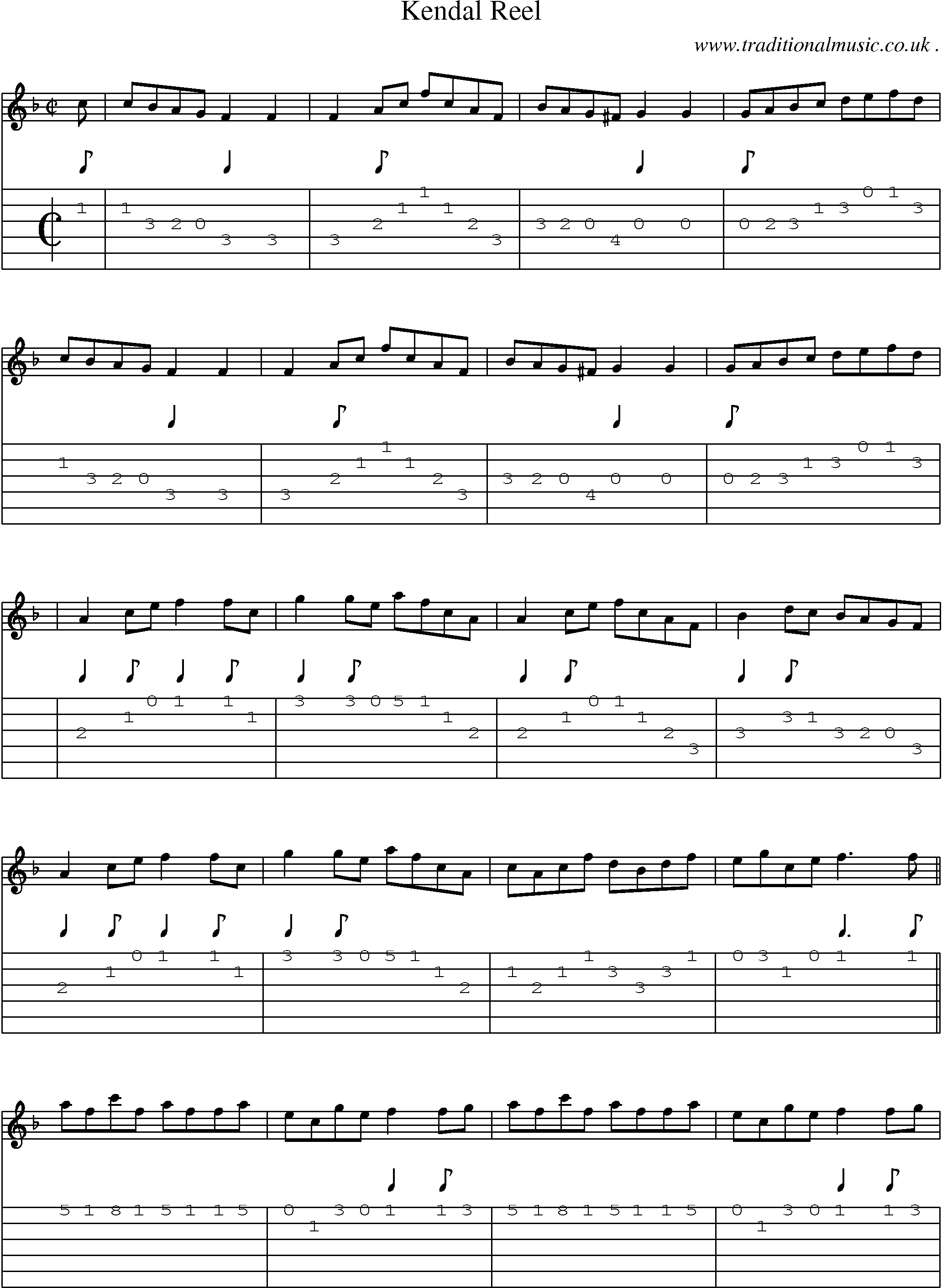 Sheet-Music and Guitar Tabs for Kendal Reel