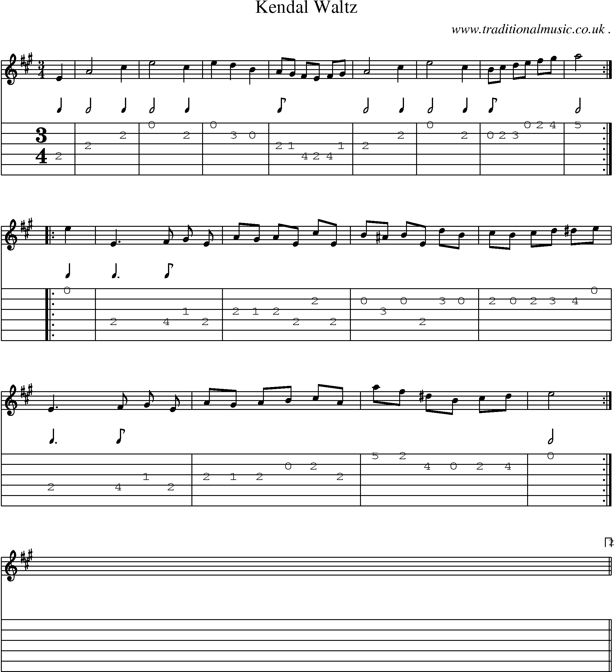 Sheet-Music and Guitar Tabs for Kendal Waltz