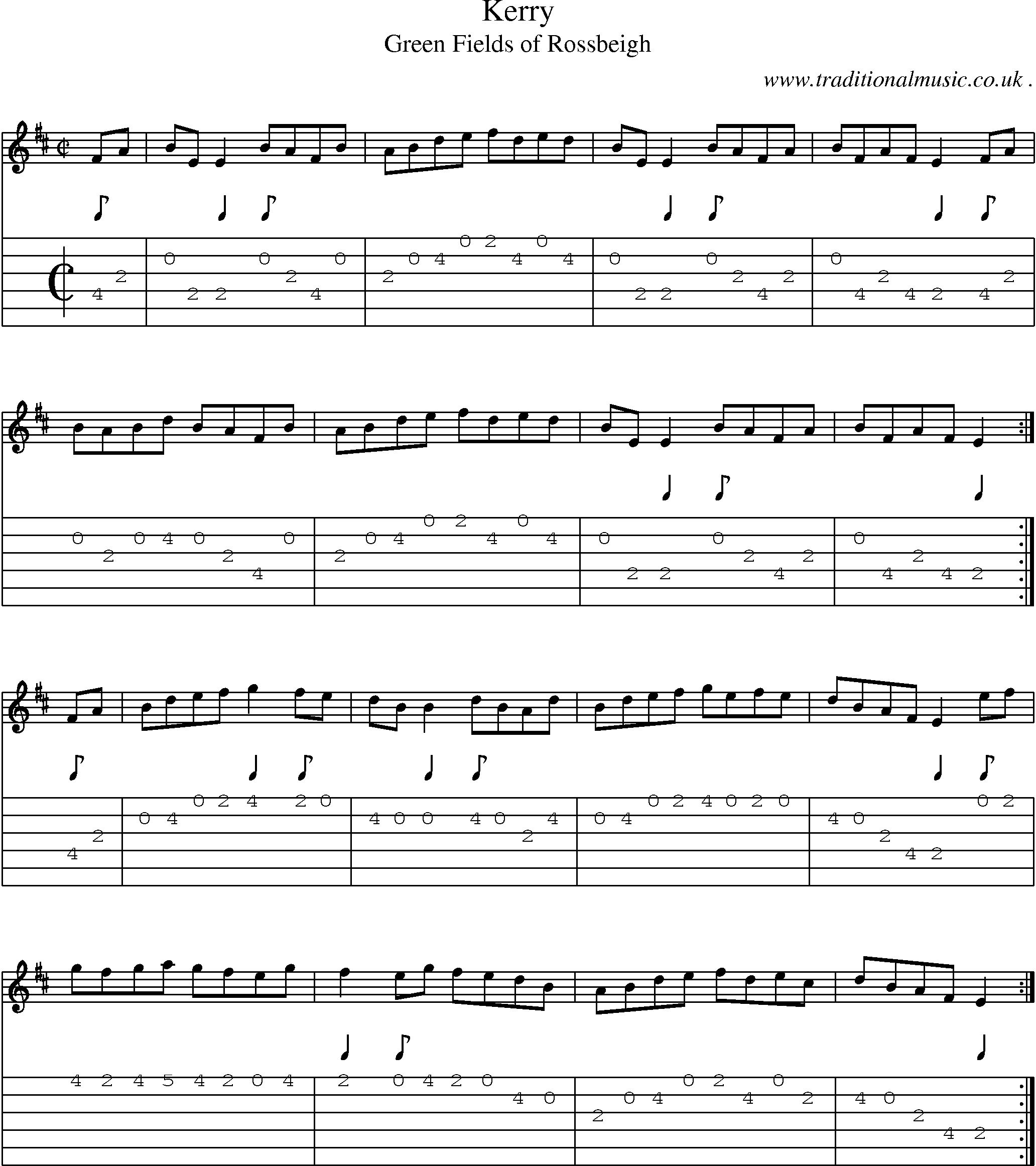 Sheet-Music and Guitar Tabs for Kerry