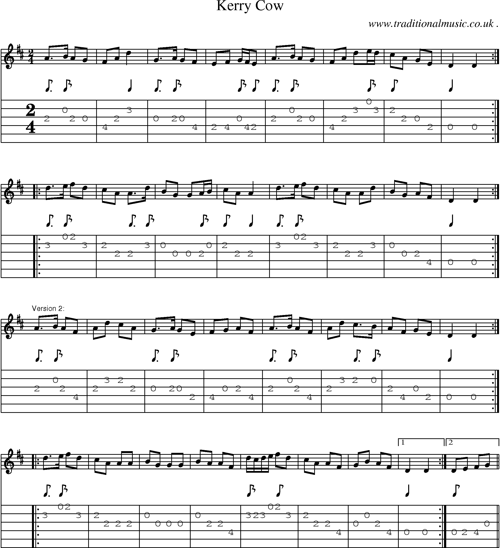 Sheet-Music and Guitar Tabs for Kerry Cow