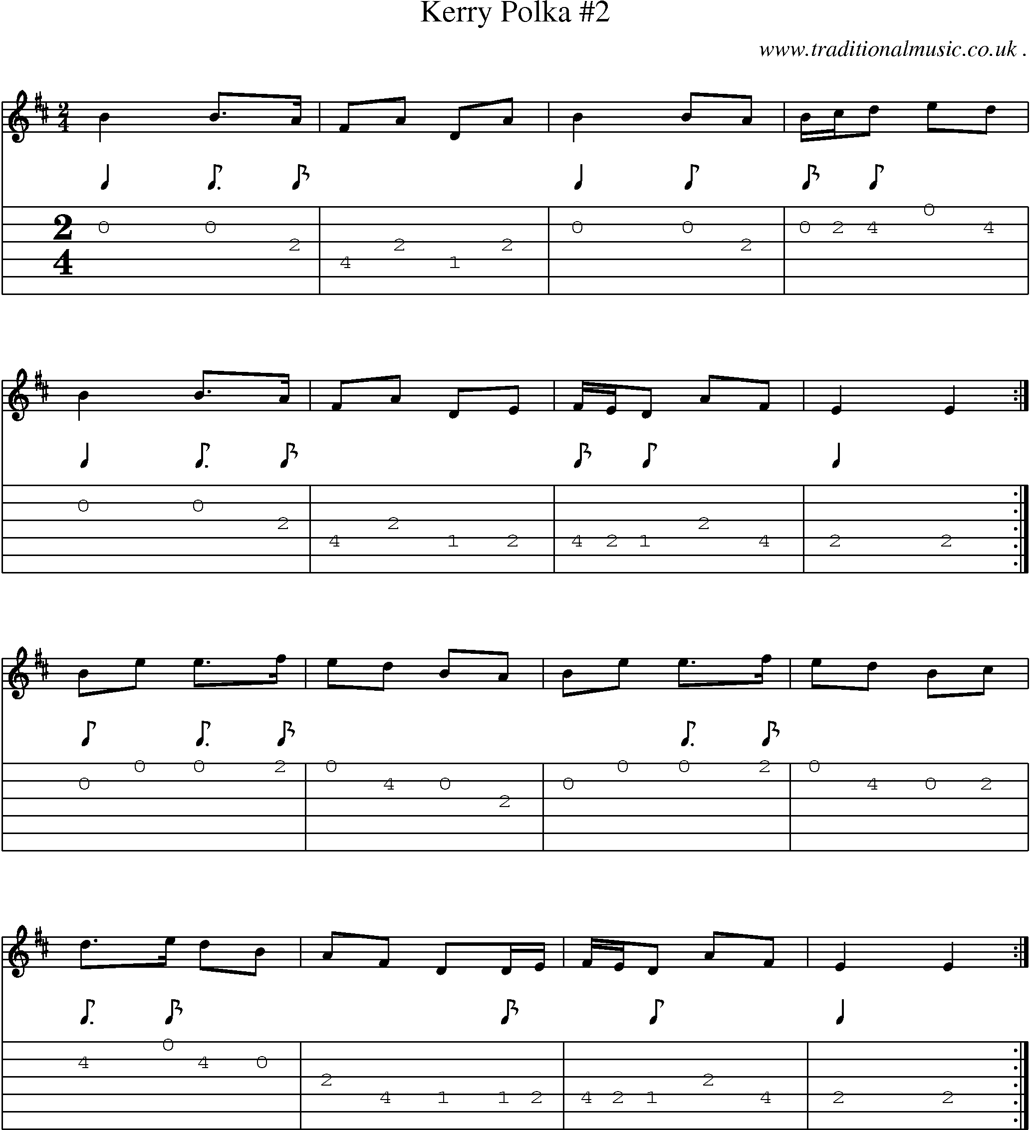 Sheet-Music and Guitar Tabs for Kerry Polka 2