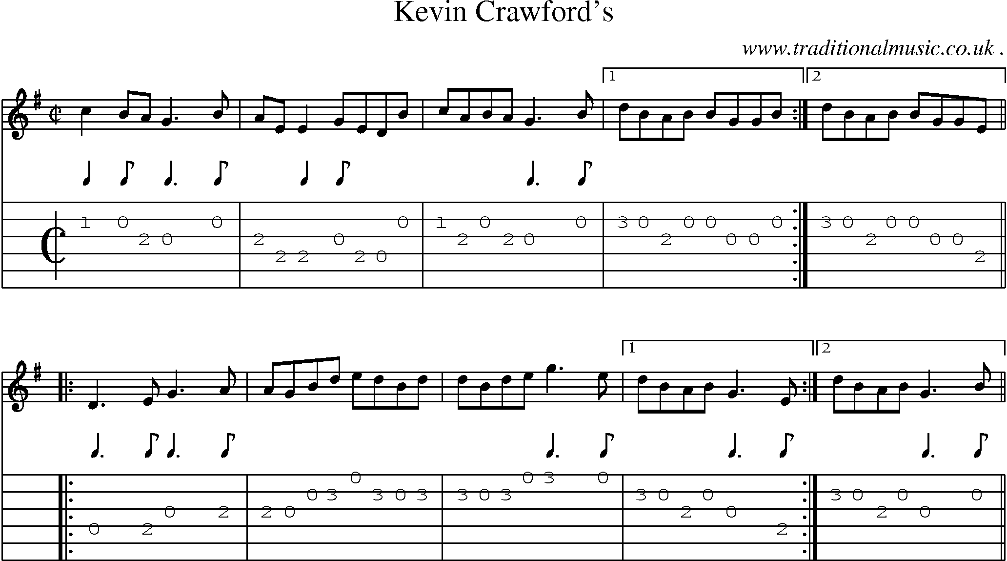 Sheet-Music and Guitar Tabs for Kevin Crawfords