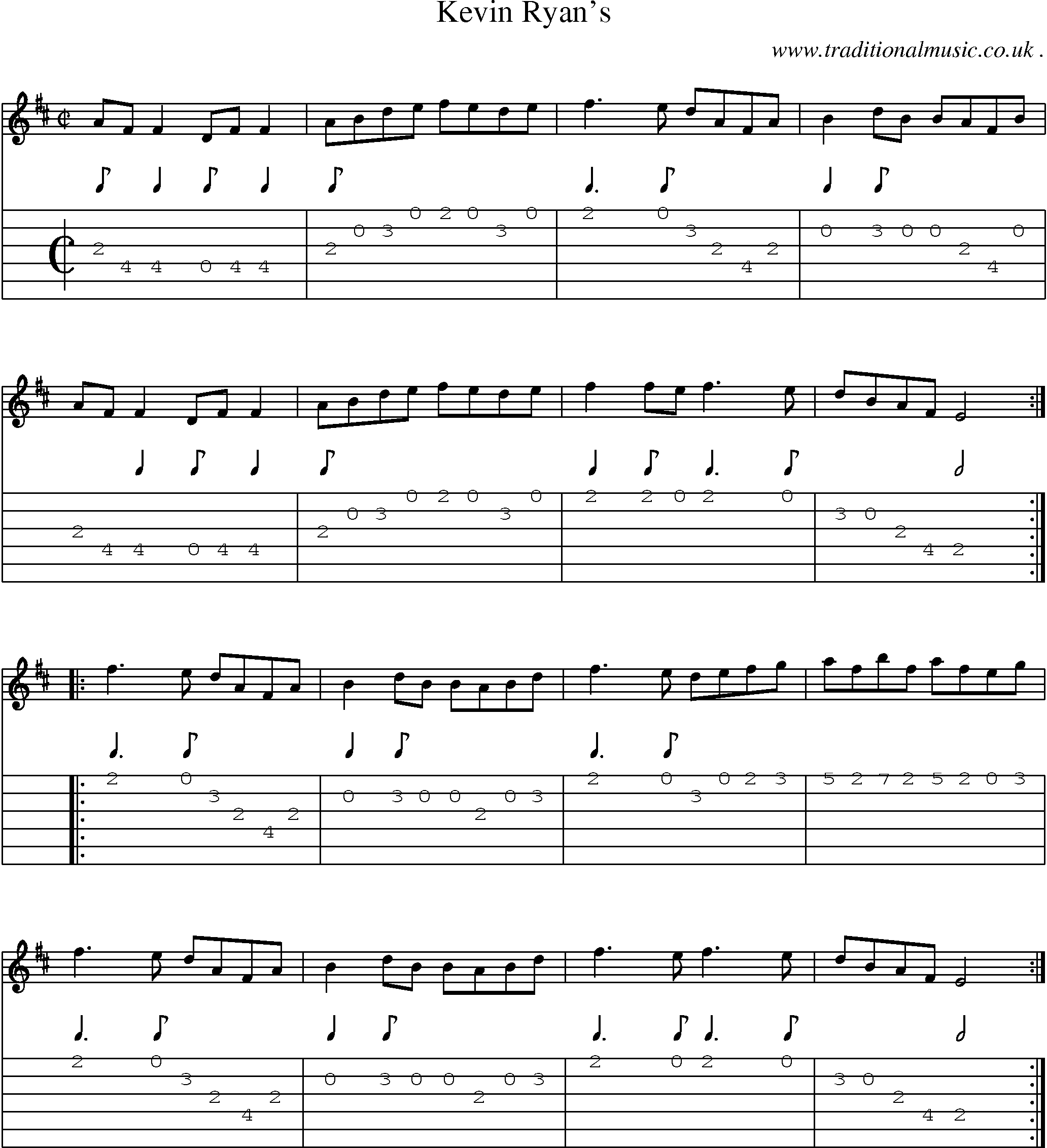 Sheet-Music and Guitar Tabs for Kevin Ryans