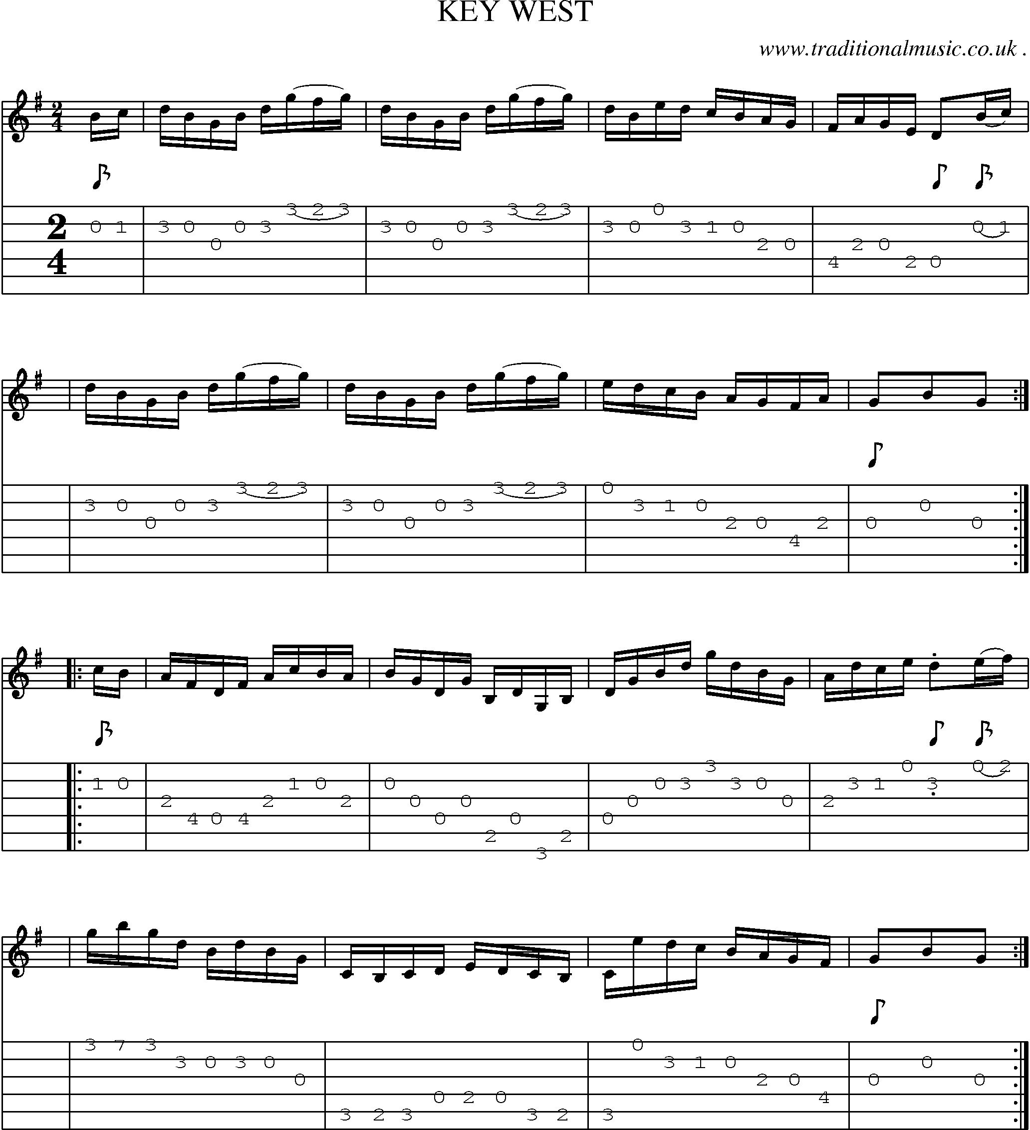 Sheet-Music and Guitar Tabs for Key West