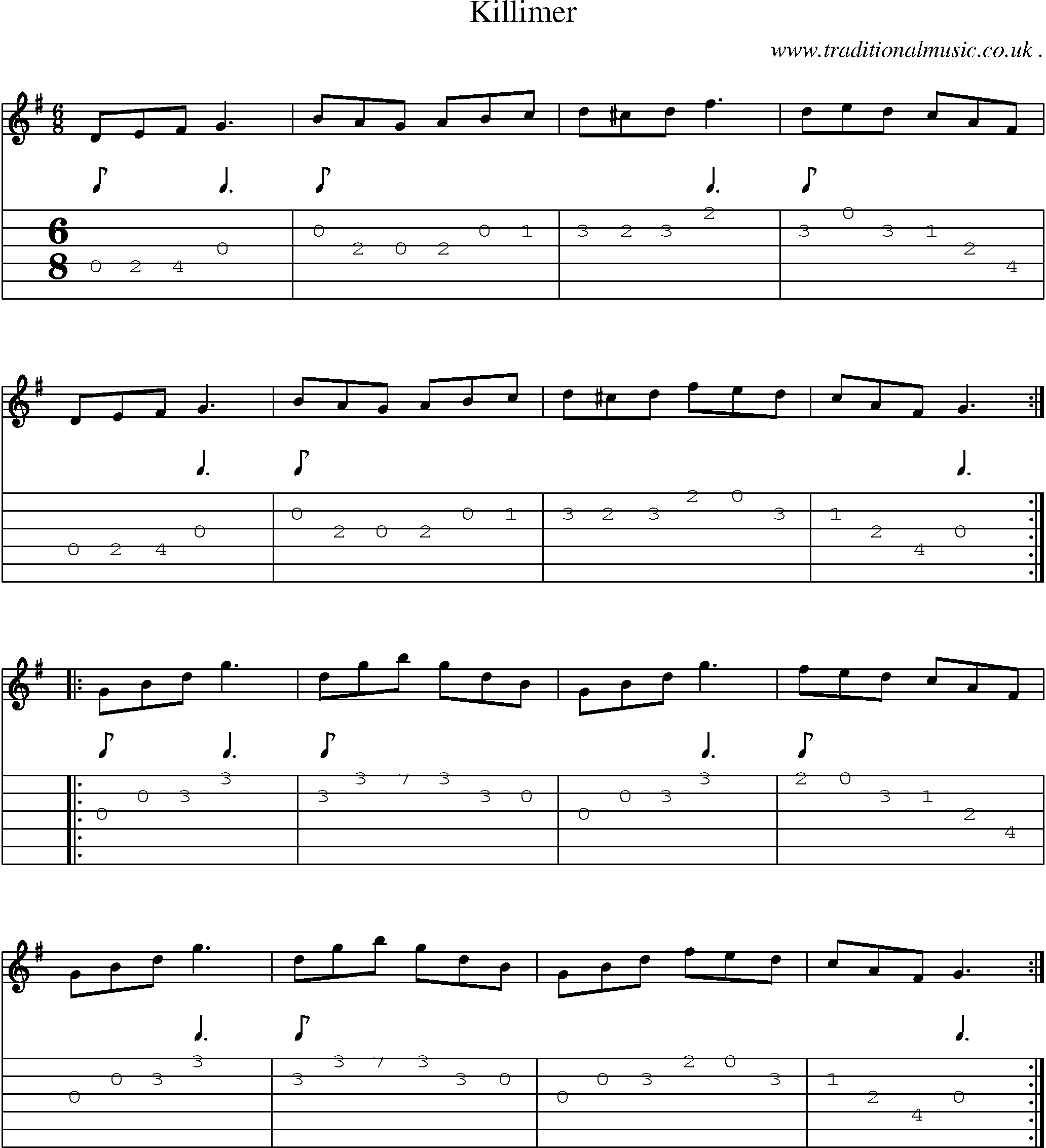 Sheet-Music and Guitar Tabs for Killimer