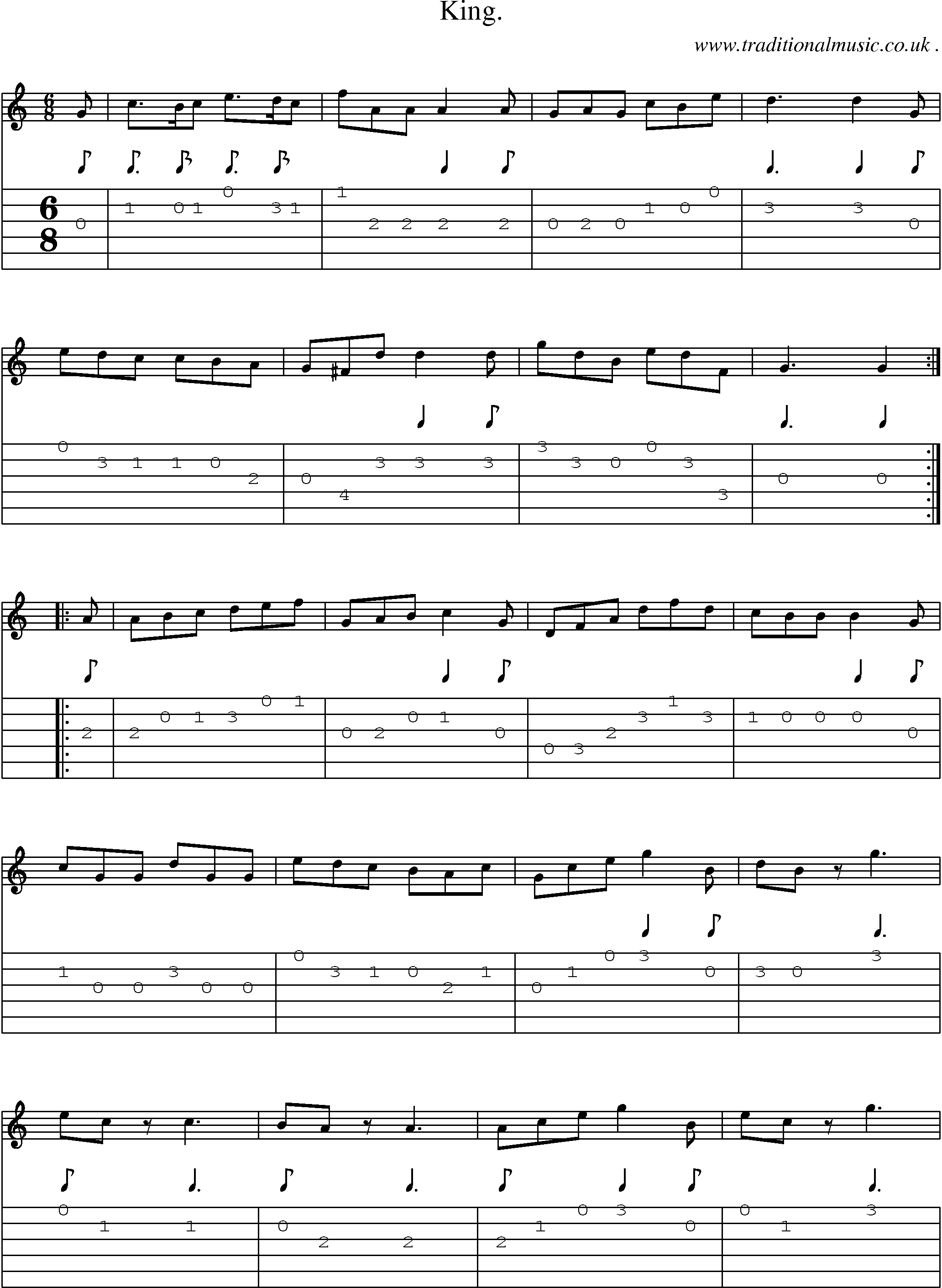 Sheet-Music and Guitar Tabs for King