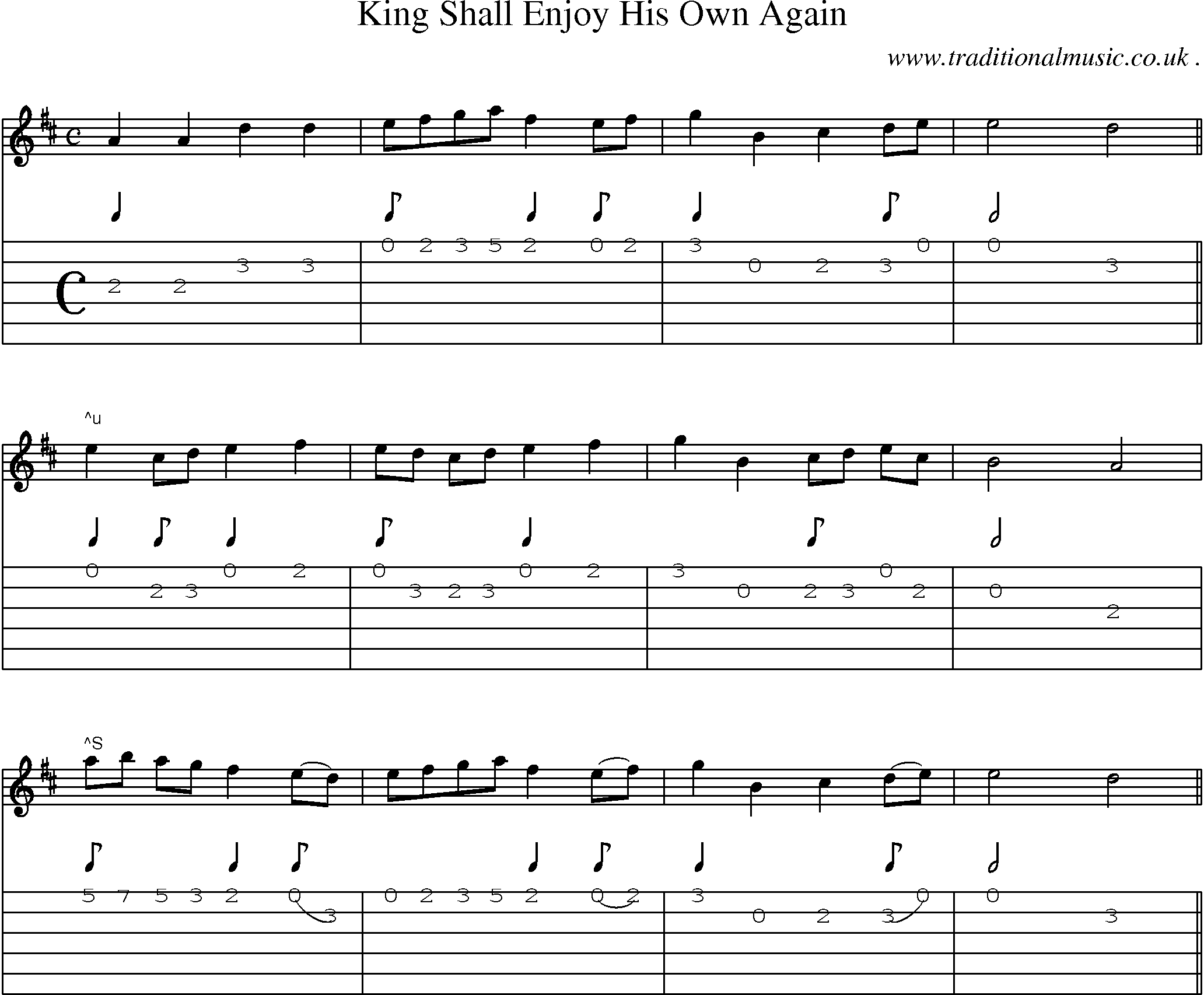 Sheet-Music and Guitar Tabs for King Shall Enjoy His Own Again