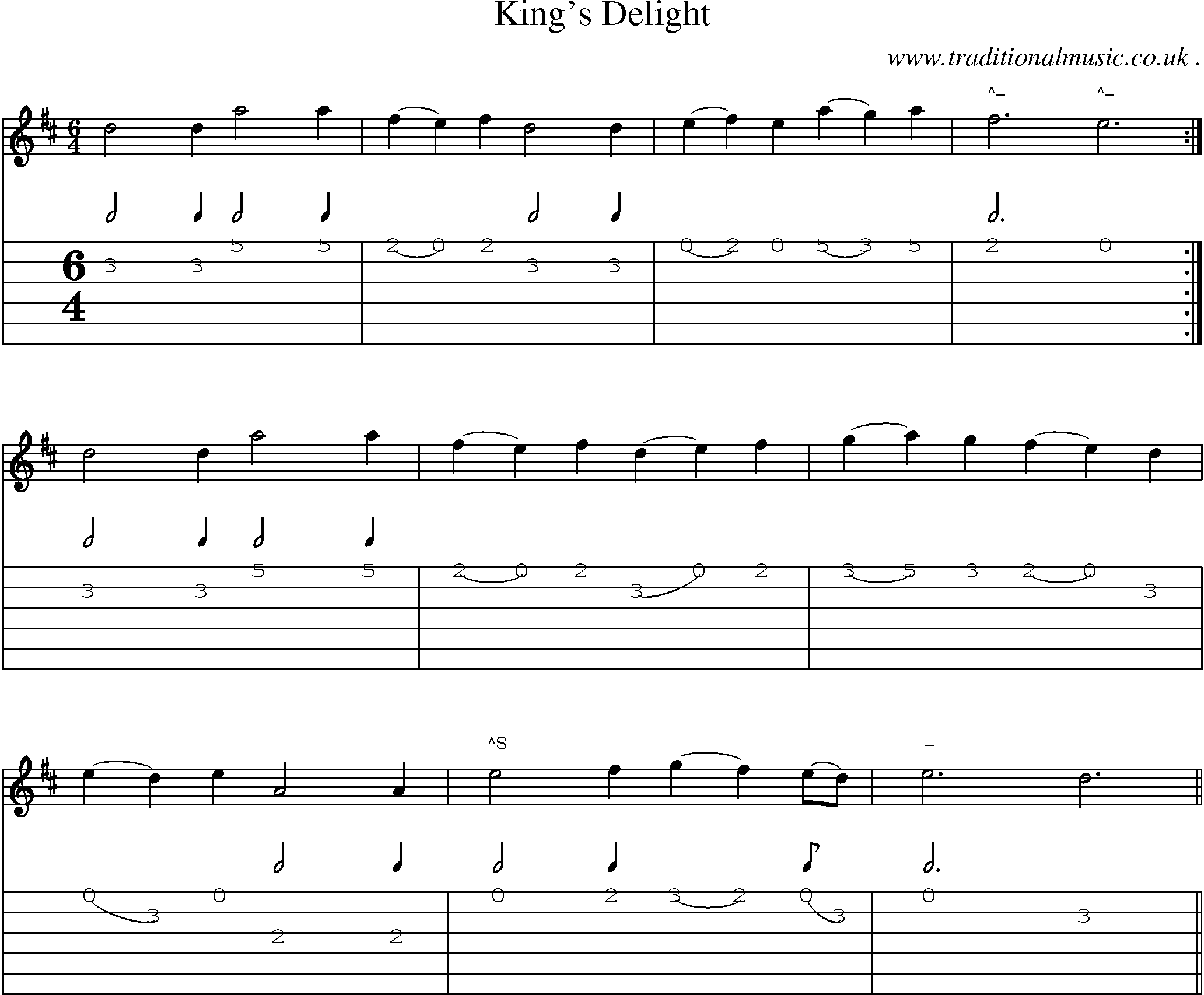 Sheet-Music and Guitar Tabs for Kings Delight