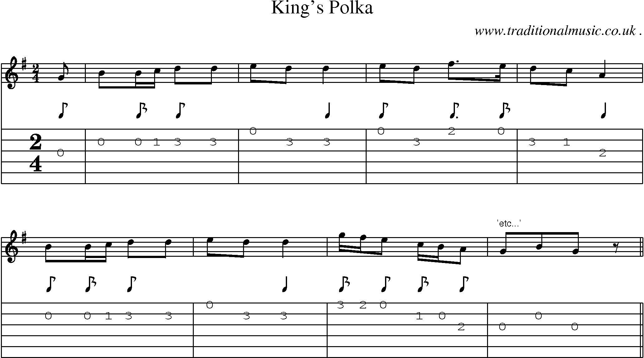 Sheet-Music and Guitar Tabs for Kings Polka
