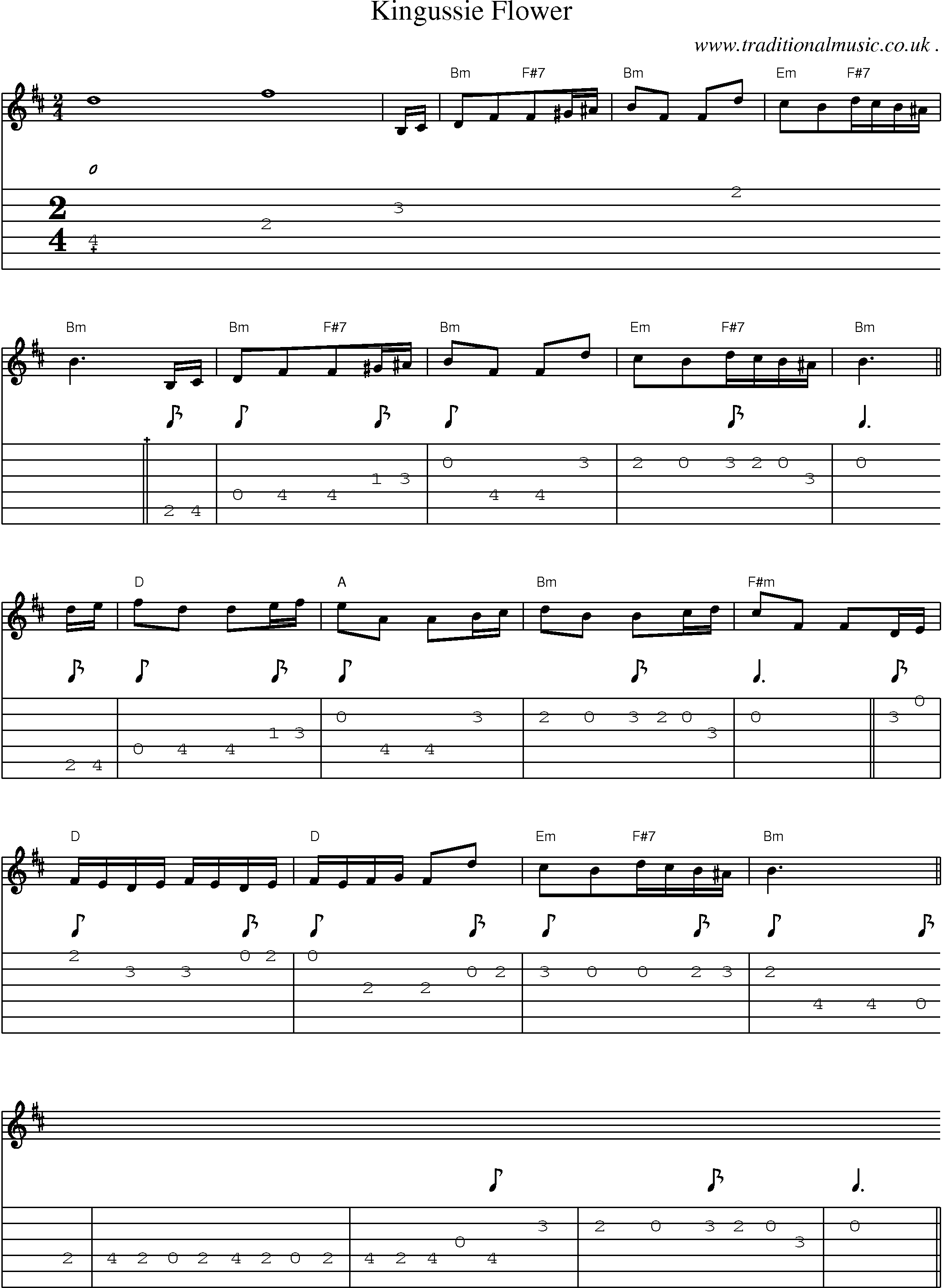 Sheet-Music and Guitar Tabs for Kingussie Flower