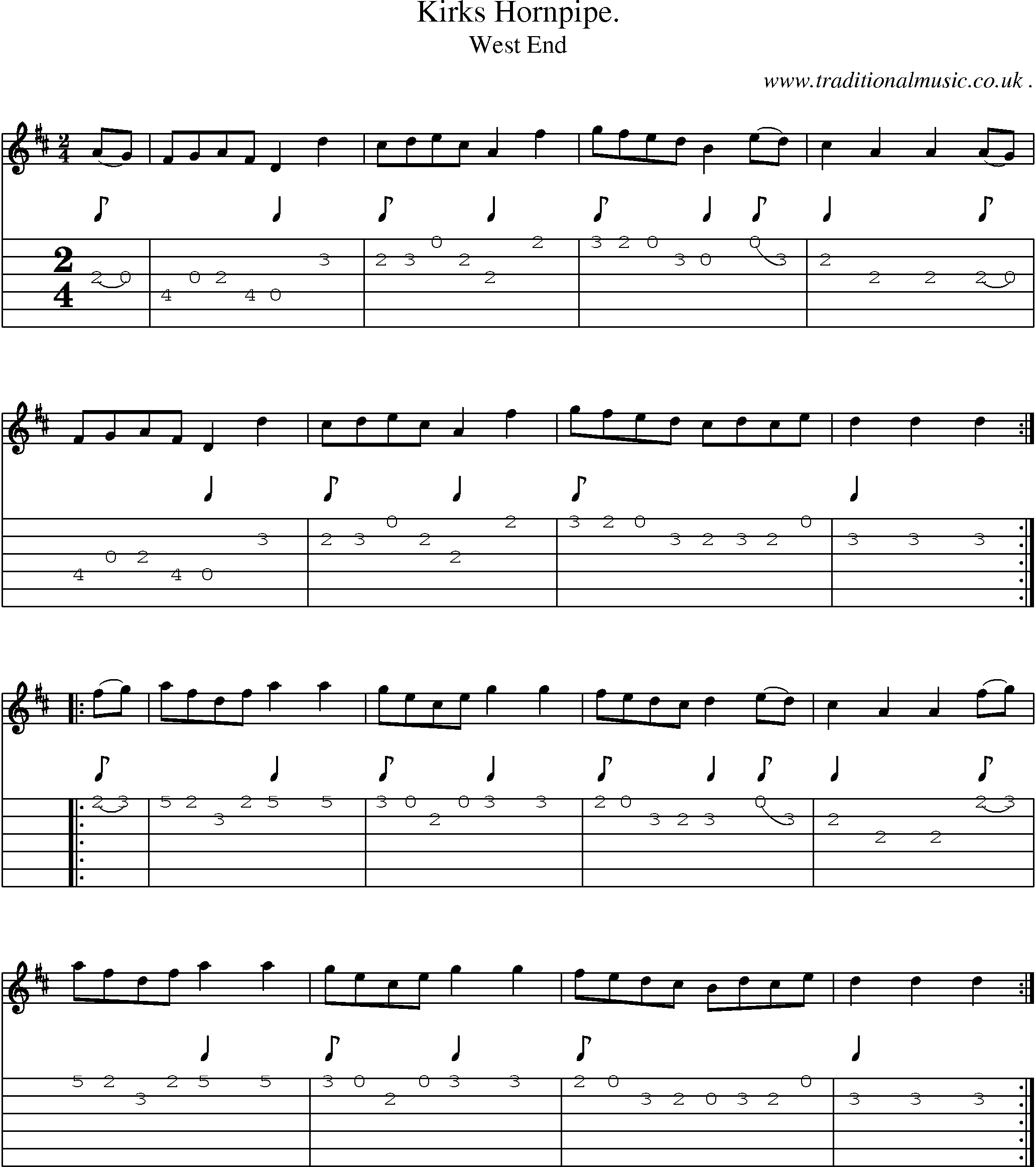 Sheet-Music and Guitar Tabs for Kirks Hornpipe
