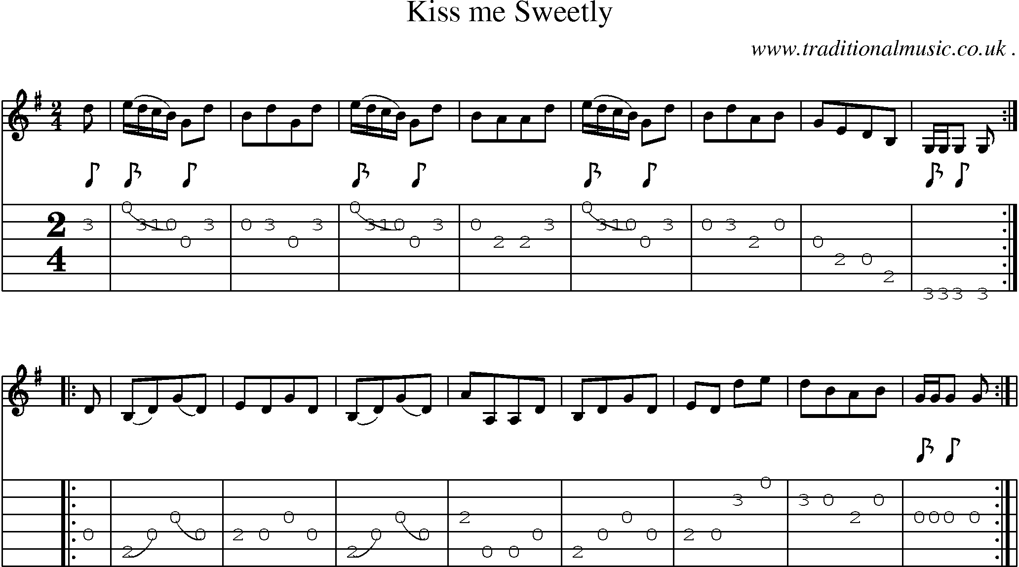 Sheet-Music and Guitar Tabs for Kiss Me Sweetly