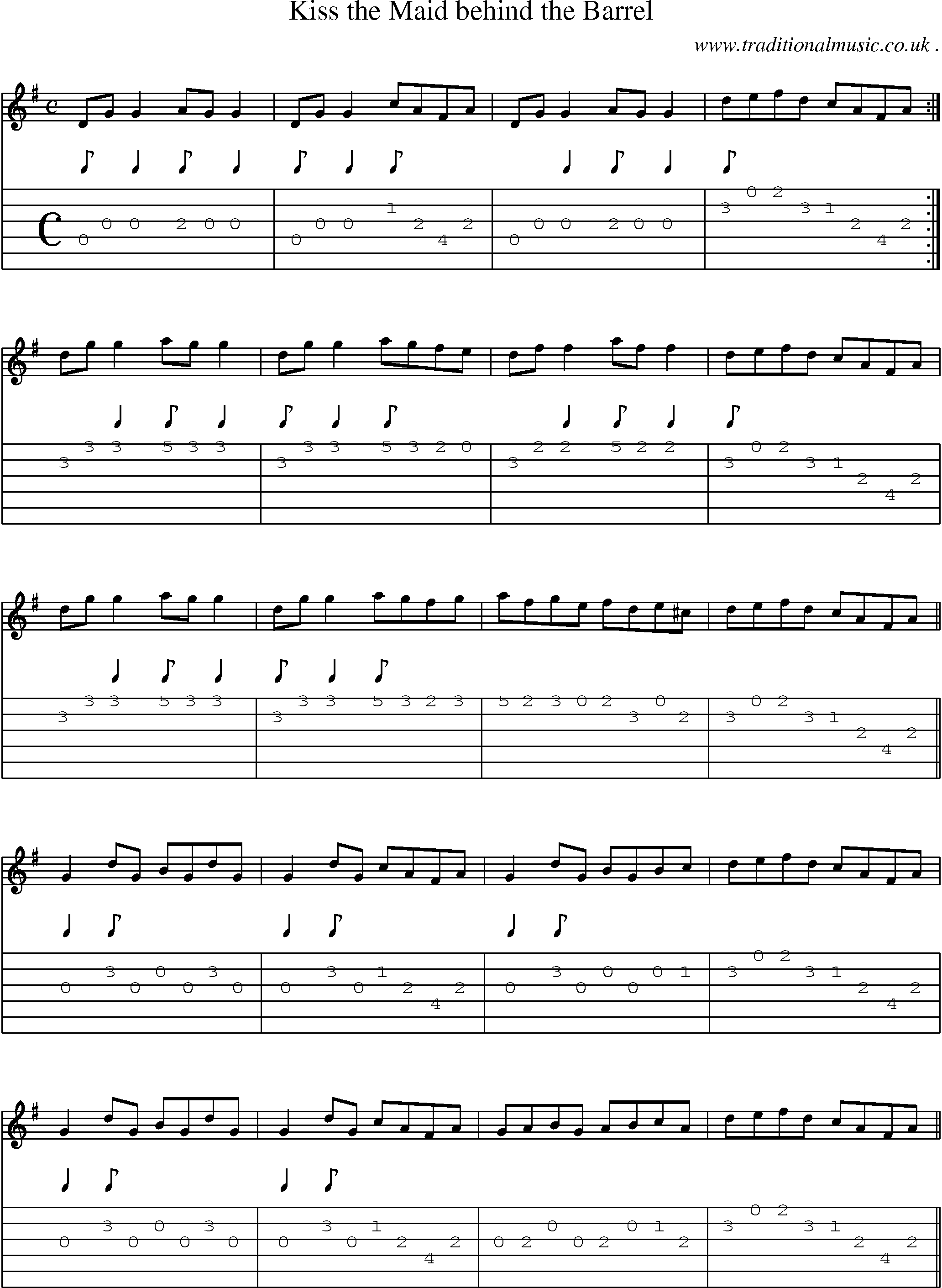 Sheet-Music and Guitar Tabs for Kiss The Maid Behind The Barrel