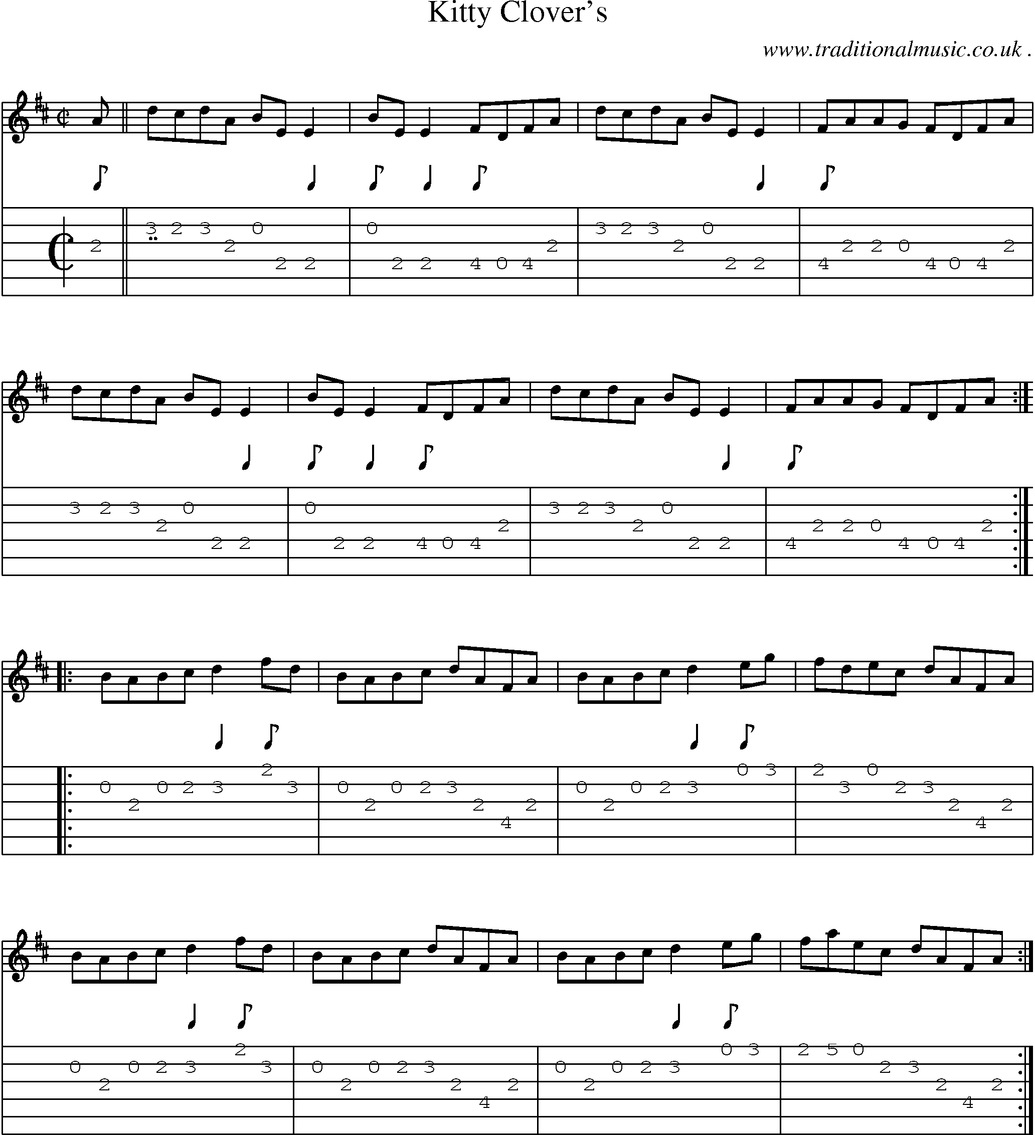 Sheet-Music and Guitar Tabs for Kitty Clovers